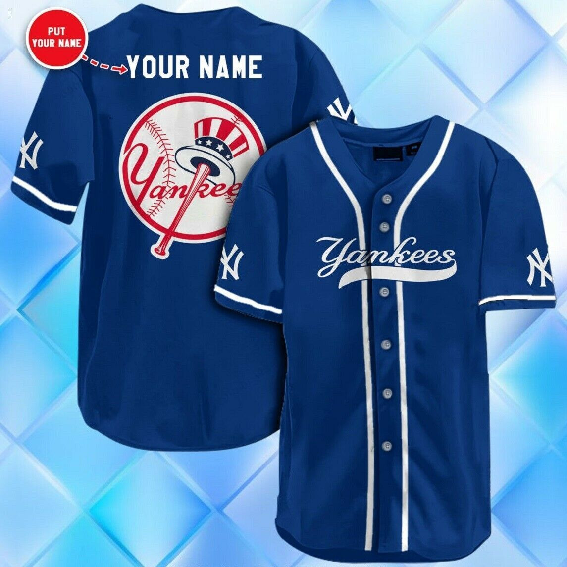[Custom Name] New York Yankees All Over Print Baseball Jersey For Fans