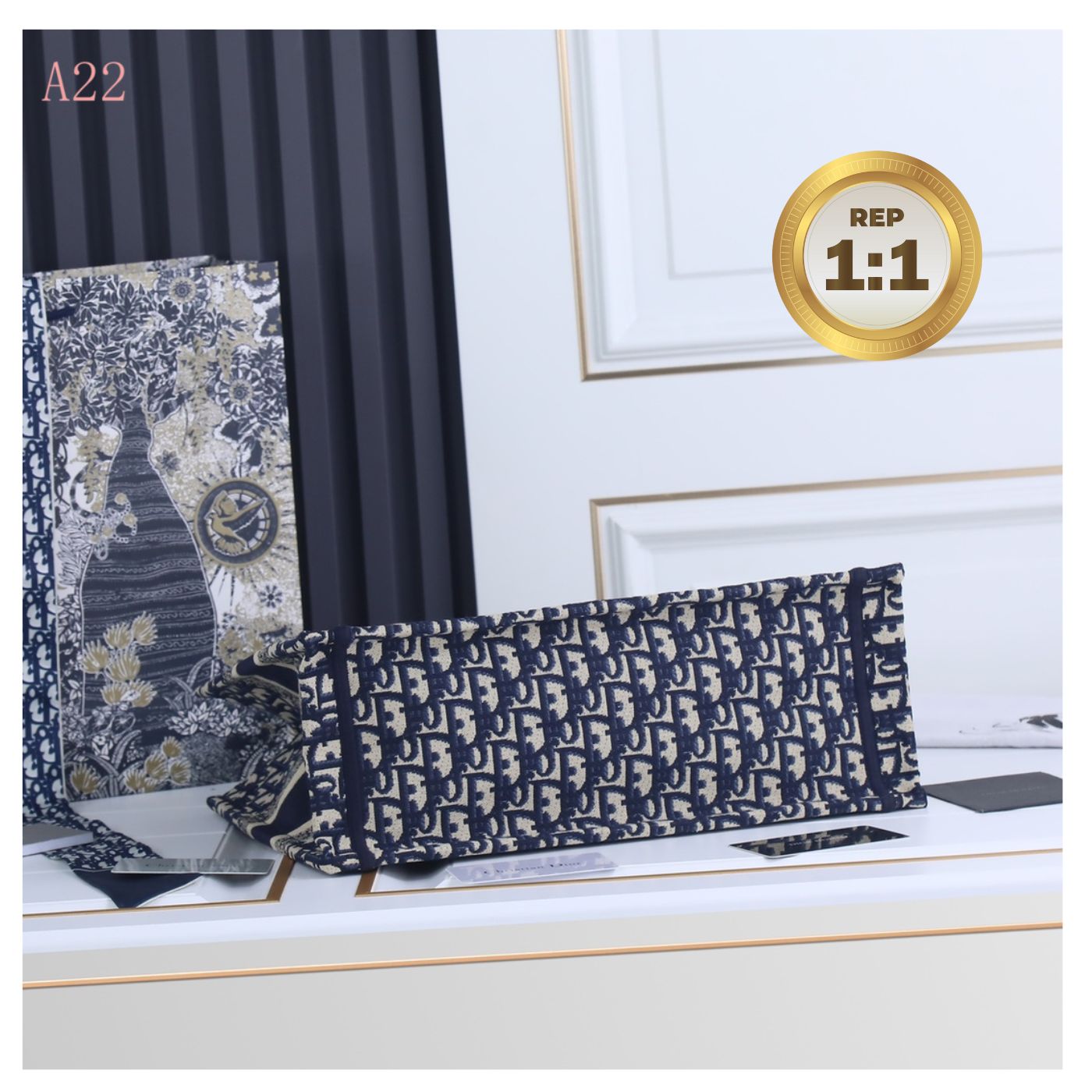 [REP 1:1] Christian Dior Medium Dior Book Tote Bag Blue For Women 14in/36cm CDZRIW_