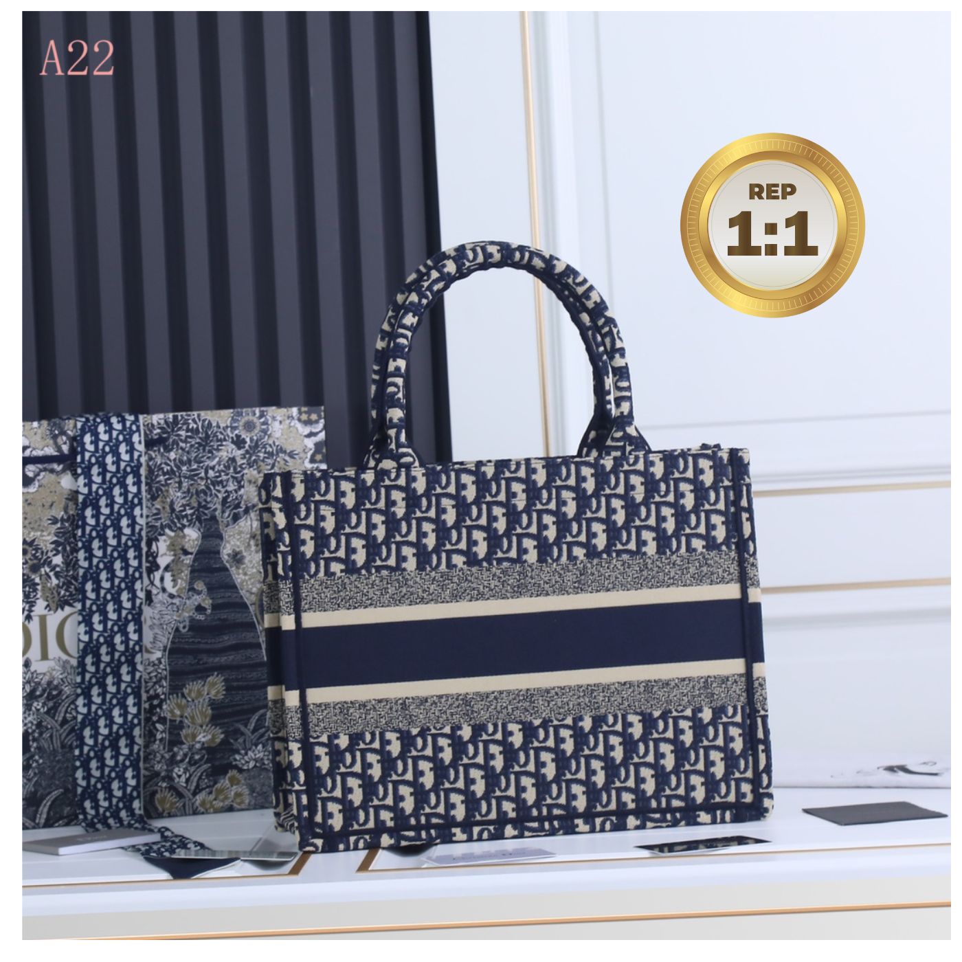 [REP 1:1] Christian Dior Medium Dior Book Tote Bag Blue For Women 14in/36cm CDZRIW_