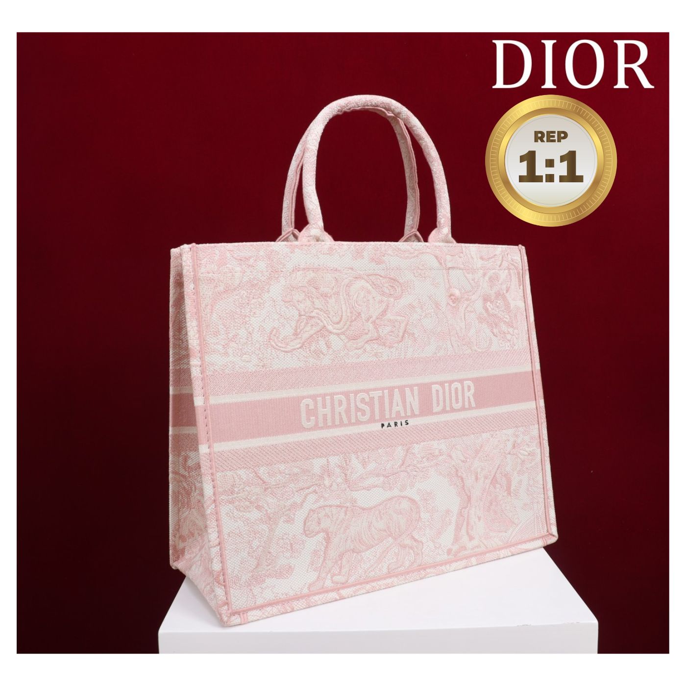 [REP 1:1] Christian Dior Medium Dior Book Tote Pink For Women 36cm