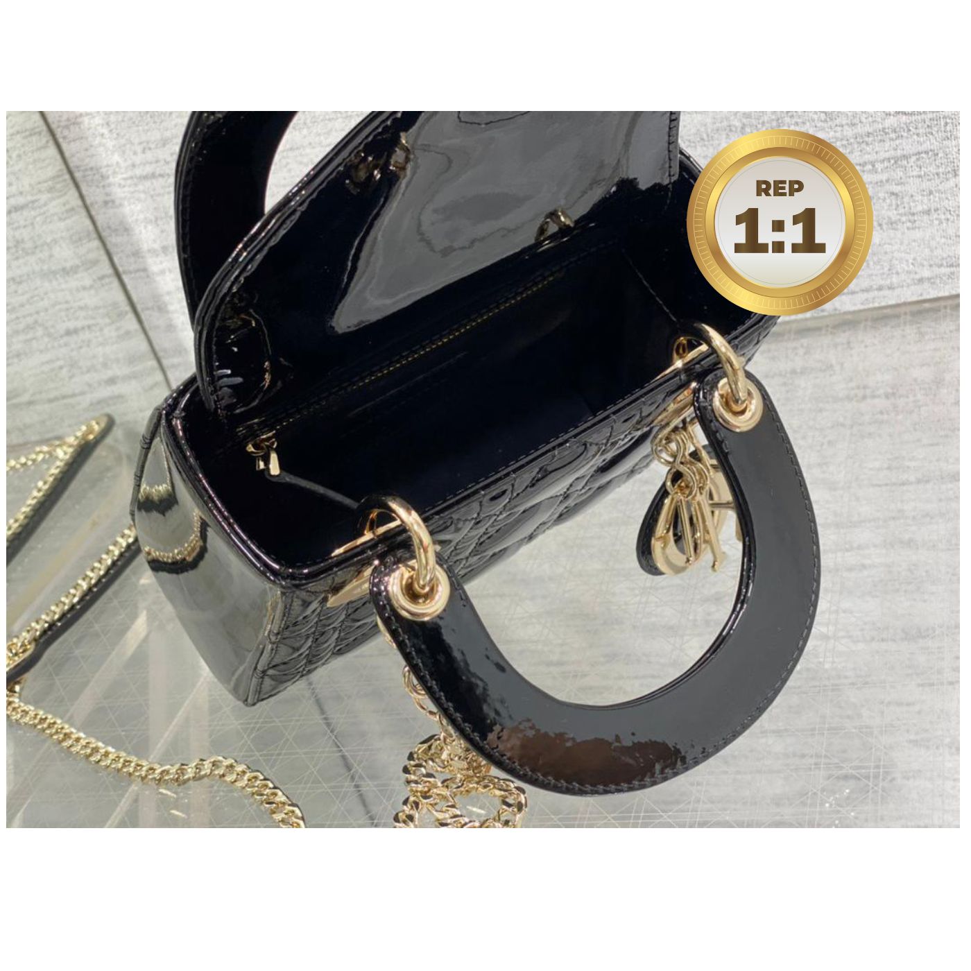 [REP 1:1] Christian Dior Mini Lady Dior Bag Black For Women 17cm