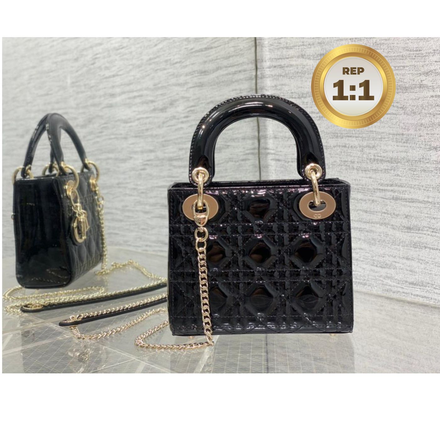 [REP 1:1] Christian Dior Mini Lady Dior Bag Black For Women 17cm