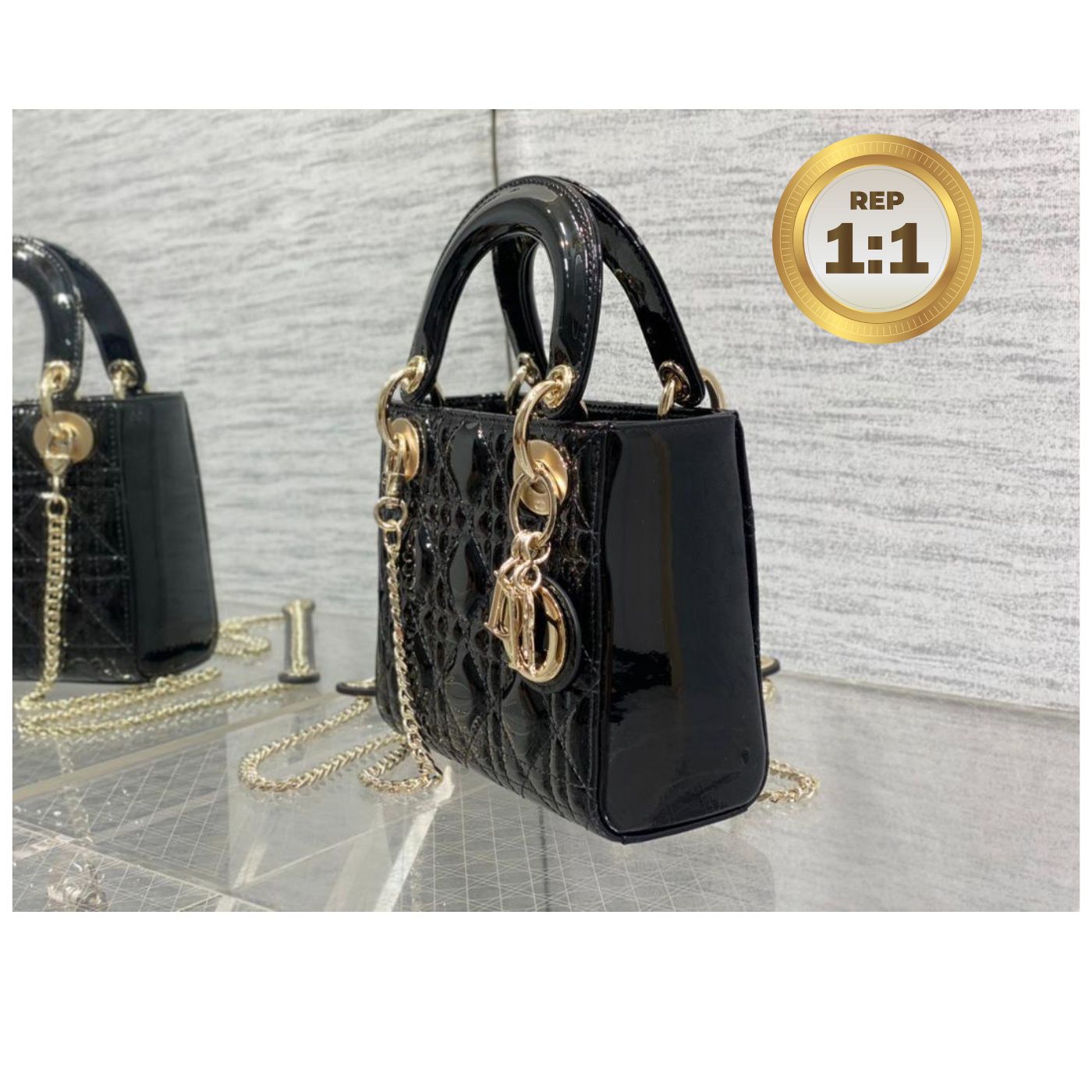 [REP 1:1] Christian Dior Mini Lady Dior Bag Black For Women 17cm