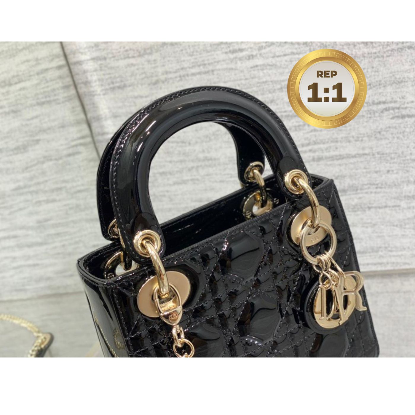 [REP 1:1] Christian Dior Mini Lady Dior Bag Black For Women 17cm