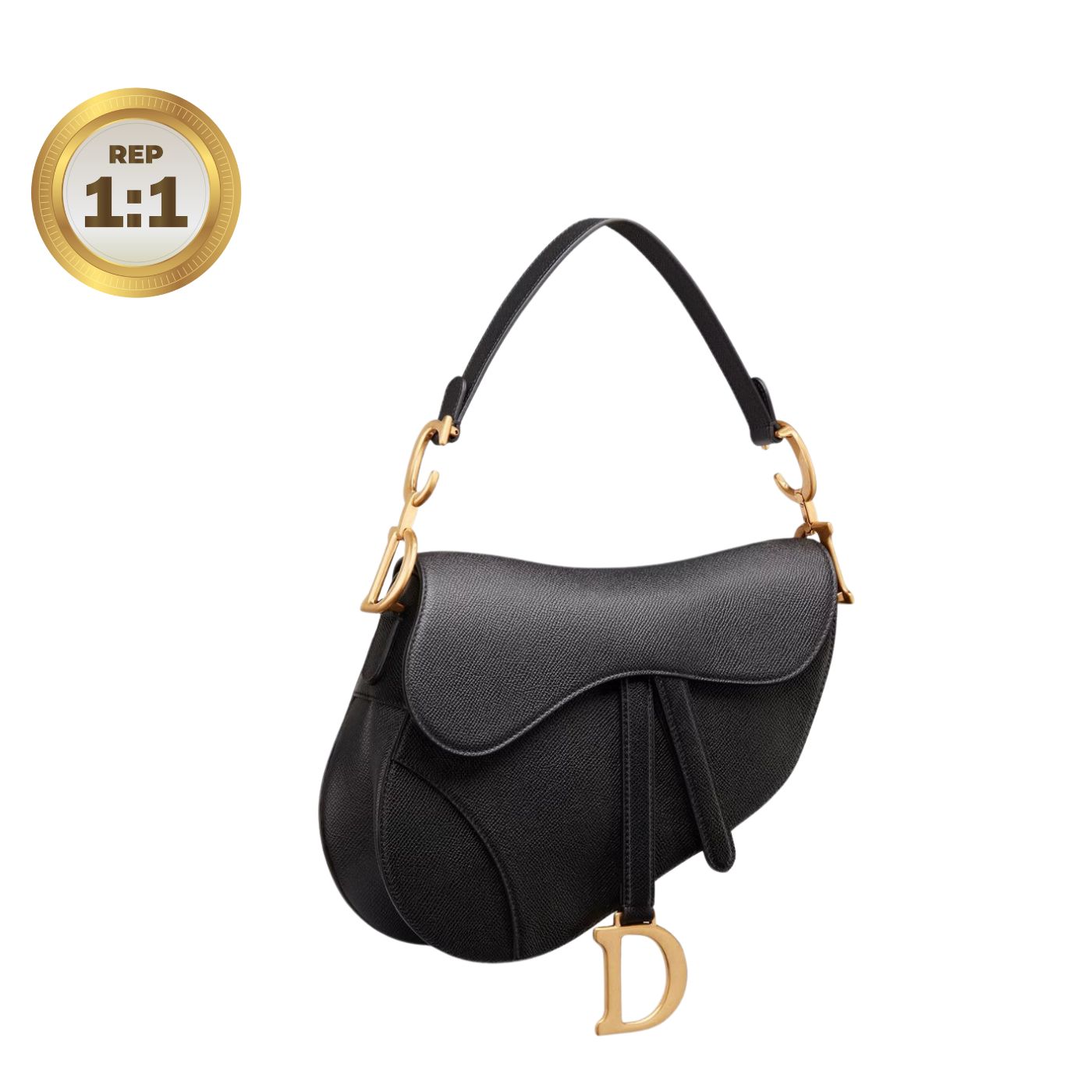 [REP 1:1] Christian Dior Saddle Bag Black Grained For Women 10in/25cm CDCBAA_
