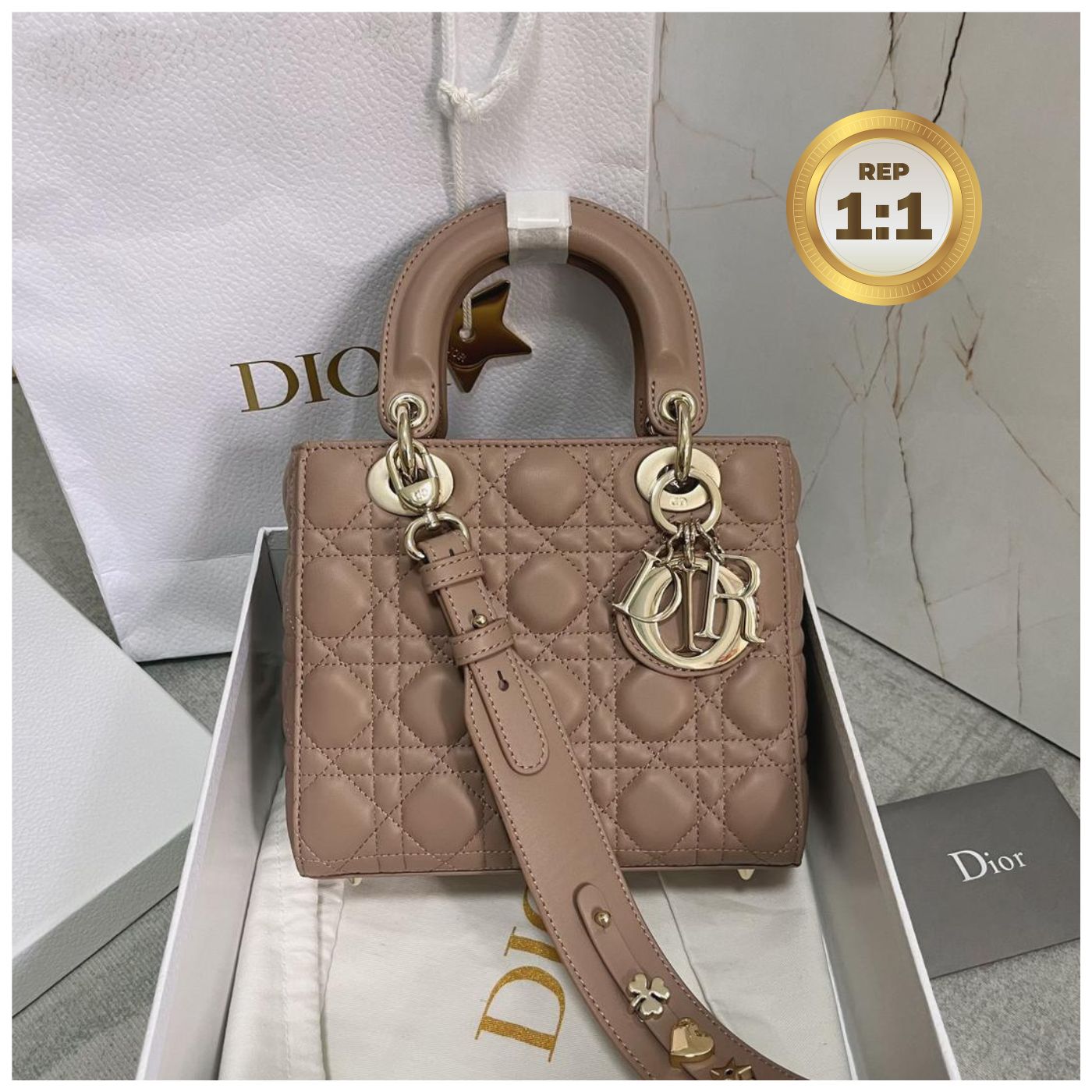 [REP 1:1] Christian Dior Small Lady Dior Bag Pink For Women 8in/20cm
