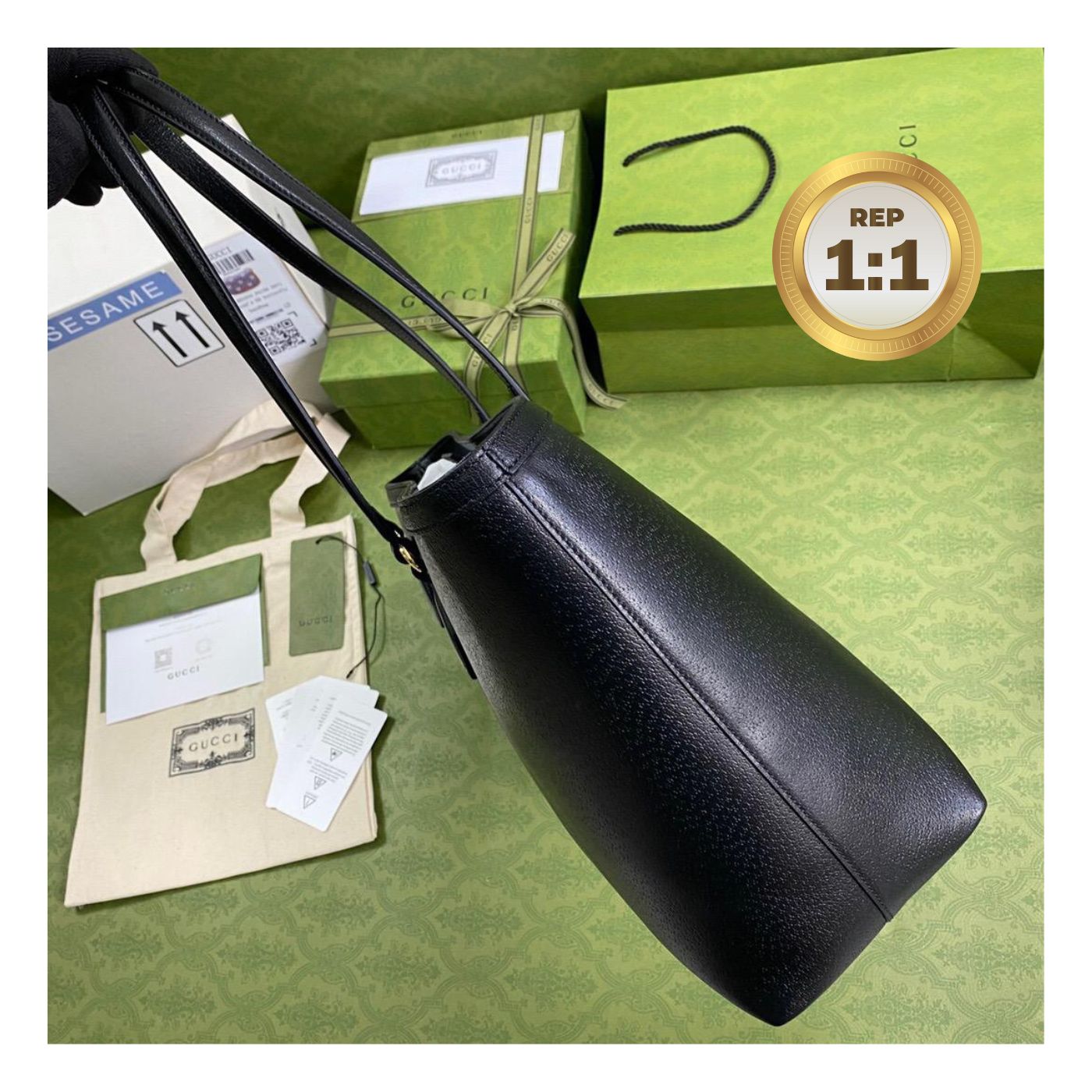 [REP 1:1] Gucci Ophidia Medium Tote Black For Women 15in/38cm GG 631685 CWG1A 1060