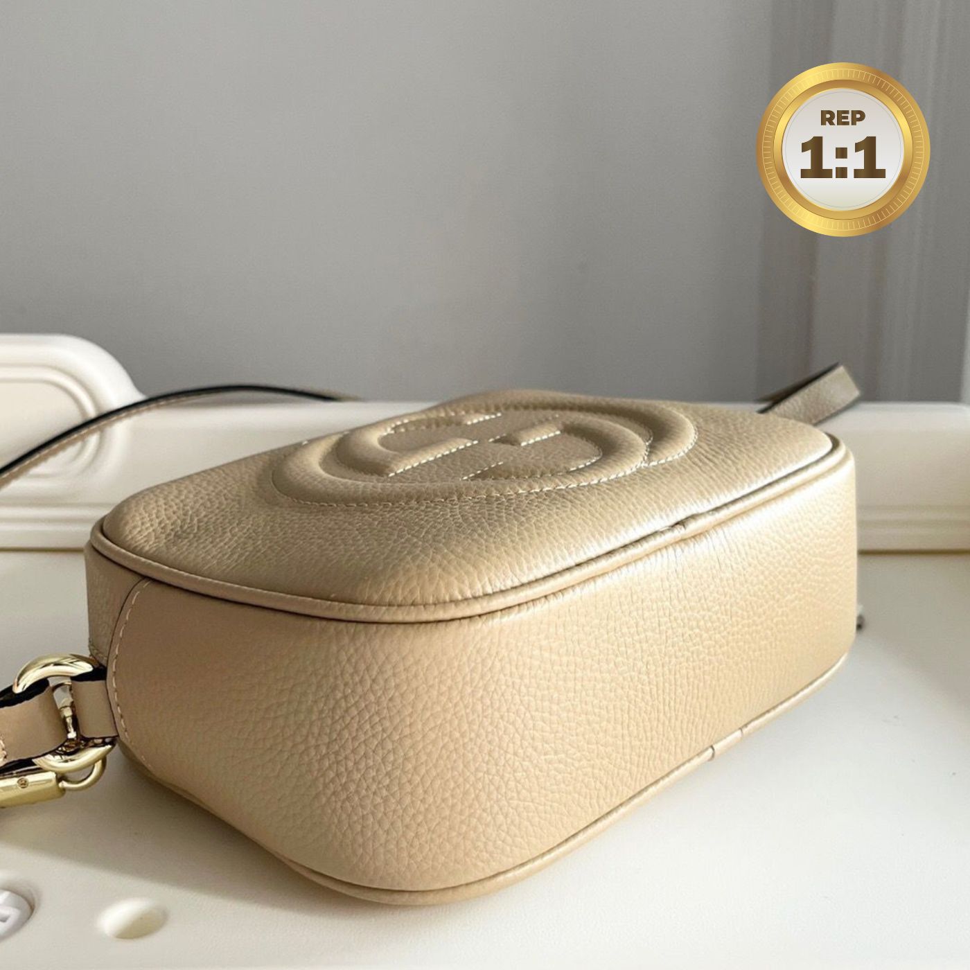 [REP 1:1] Gucci Soho Small Disco Bag Beige For Women 8in/21cm GG 308364