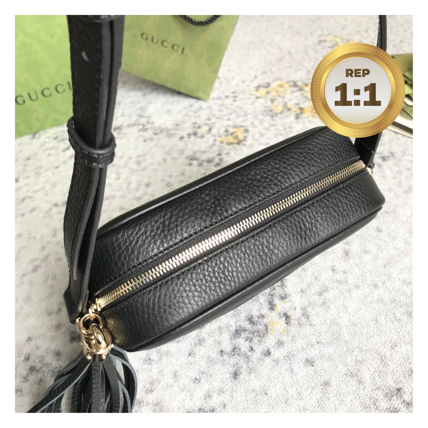 [REP 1:1] Gucci Soho Small Disco Bag Black For Women 8in/21cm GG 308364