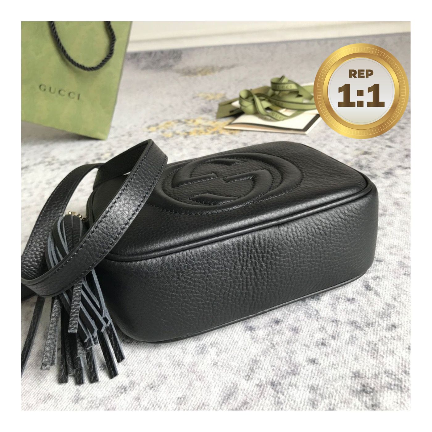 [REP 1:1] Gucci Soho Small Disco Bag Black For Women 8in/21cm GG 308364