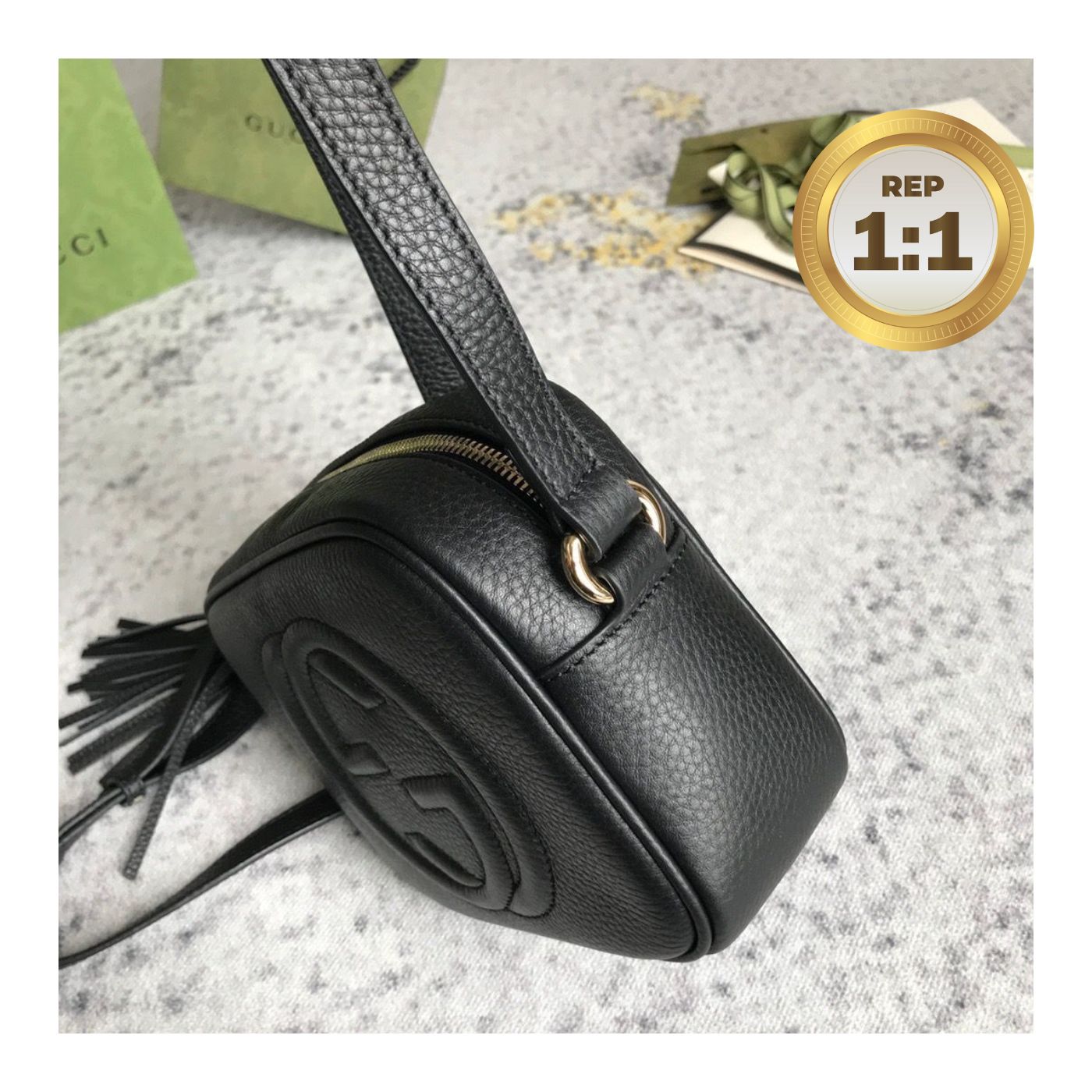 [REP 1:1] Gucci Soho Small Disco Bag Black For Women 8in/21cm GG 308364