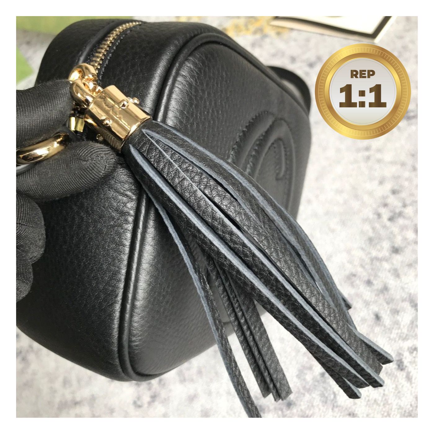 [REP 1:1] Gucci Soho Small Disco Bag Black For Women 8in/21cm GG 308364