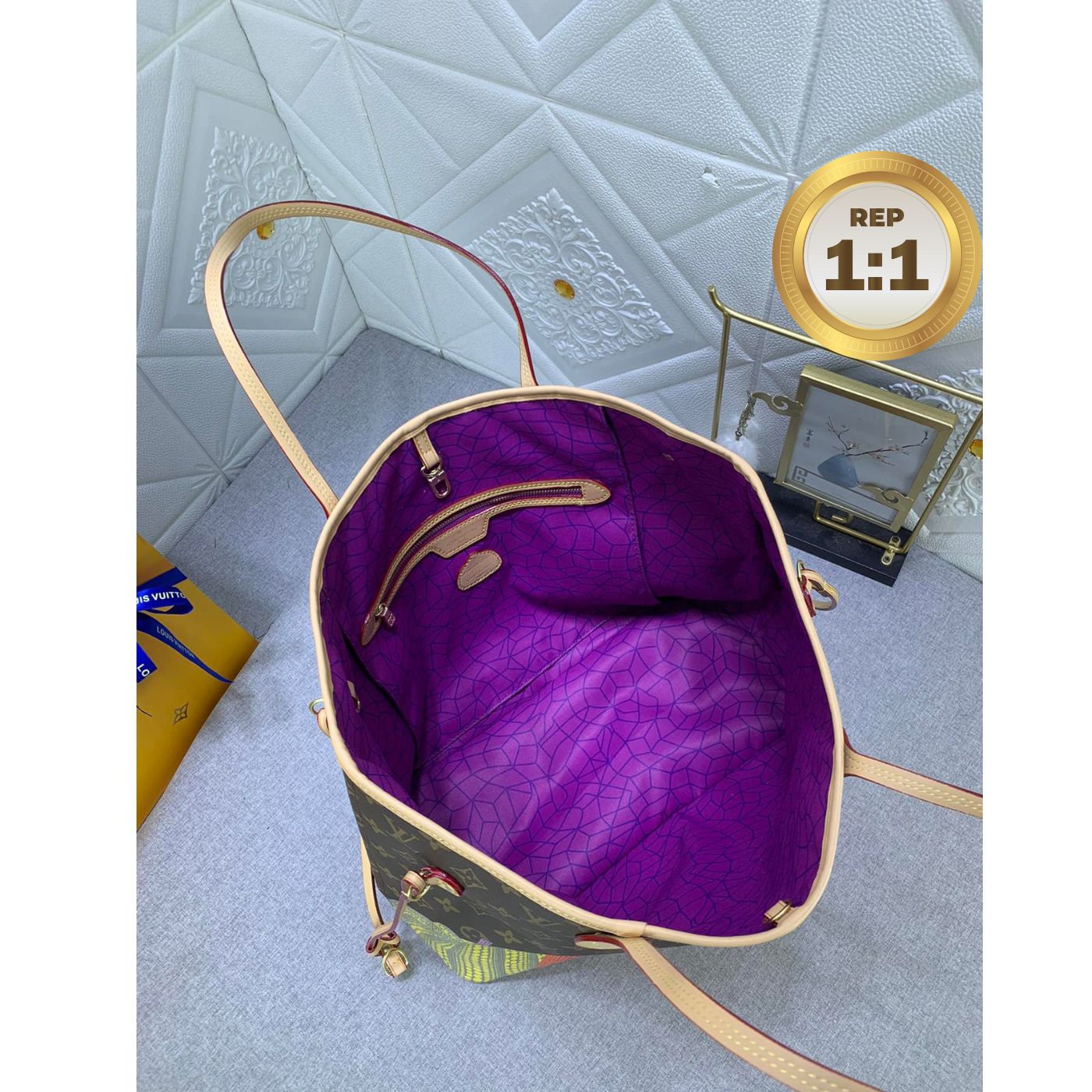 [REP 1:1] Louis Vuitton LV x YK Neverfull MM Bag Brown For Women 12.2in/31cm