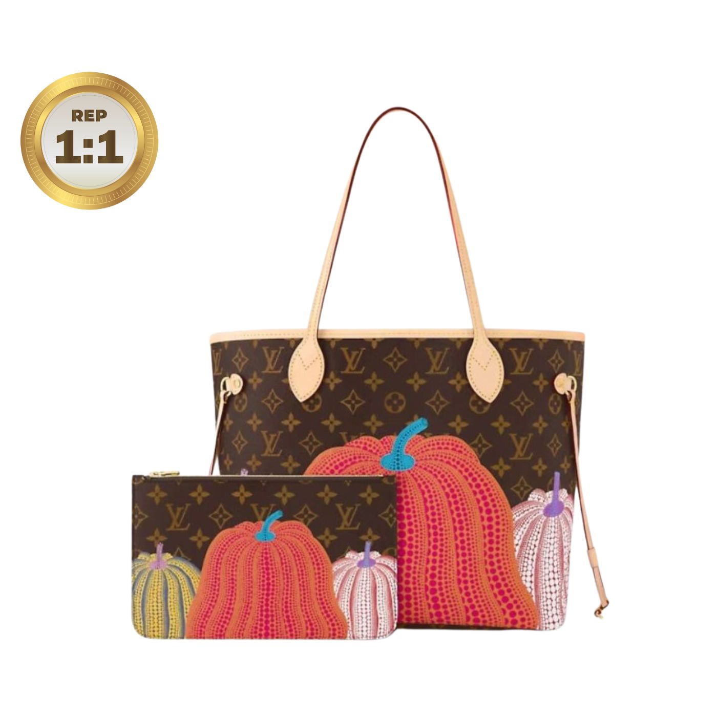 [REP 1:1] Louis Vuitton LV x YK Neverfull MM Bag Brown For Women 12.2in/31cm