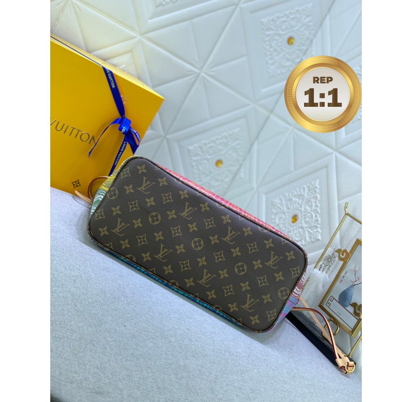 [REP 1:1] Louis Vuitton LV x YK Neverfull MM Bag Brown For Women 12.2in/31cm