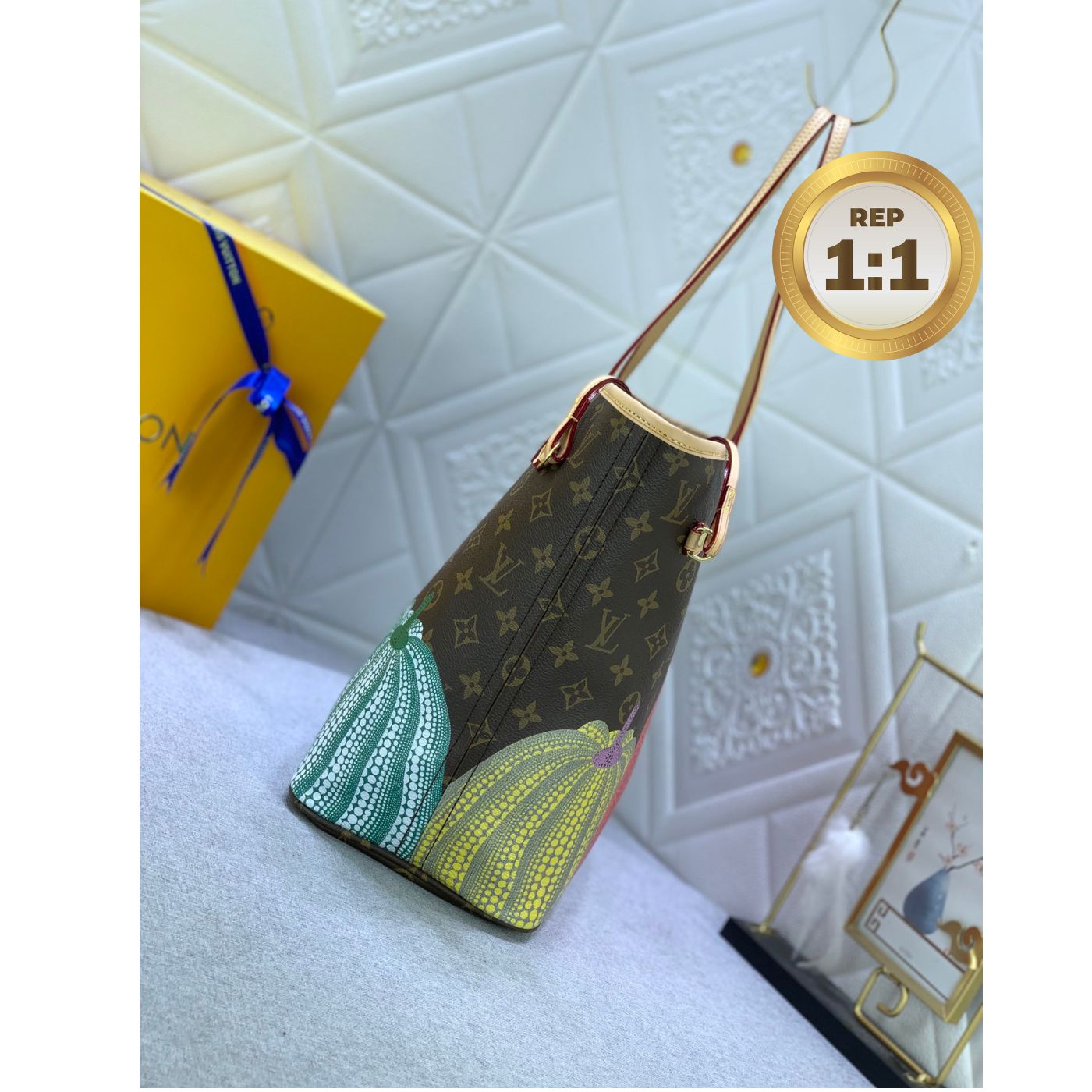 [REP 1:1] Louis Vuitton LV x YK Neverfull MM Bag Brown For Women 12.2in/31cm