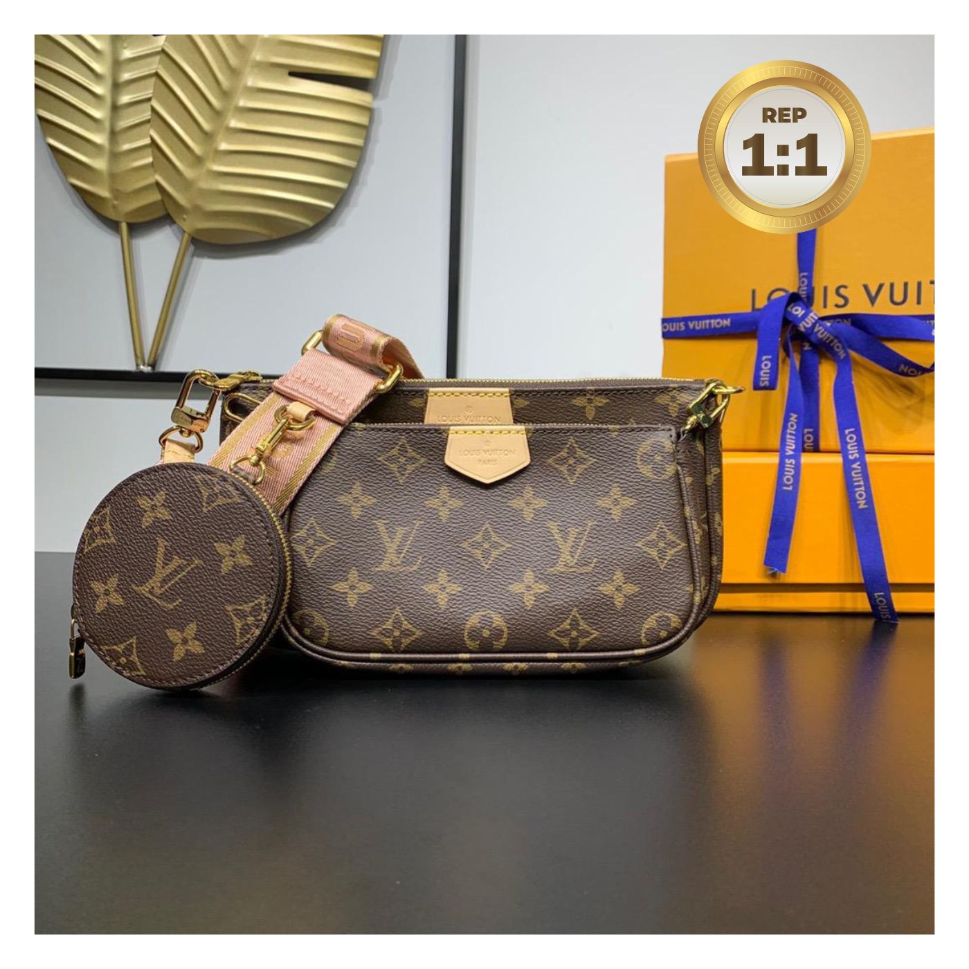 [REP 1:1] Louis Vuitton Multi Pochette Accessoires Monogram Canvas Brown For Women 9.4in/24cm
