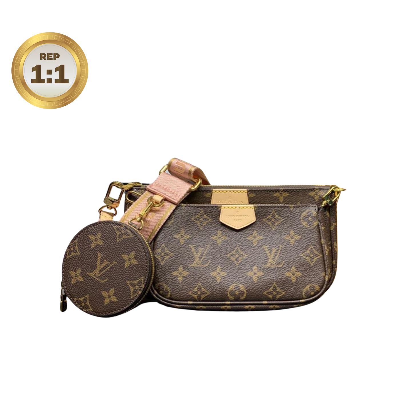 [REP 1:1] Louis Vuitton Multi Pochette Accessoires Monogram Canvas Brown For Women 9.4in/24cm