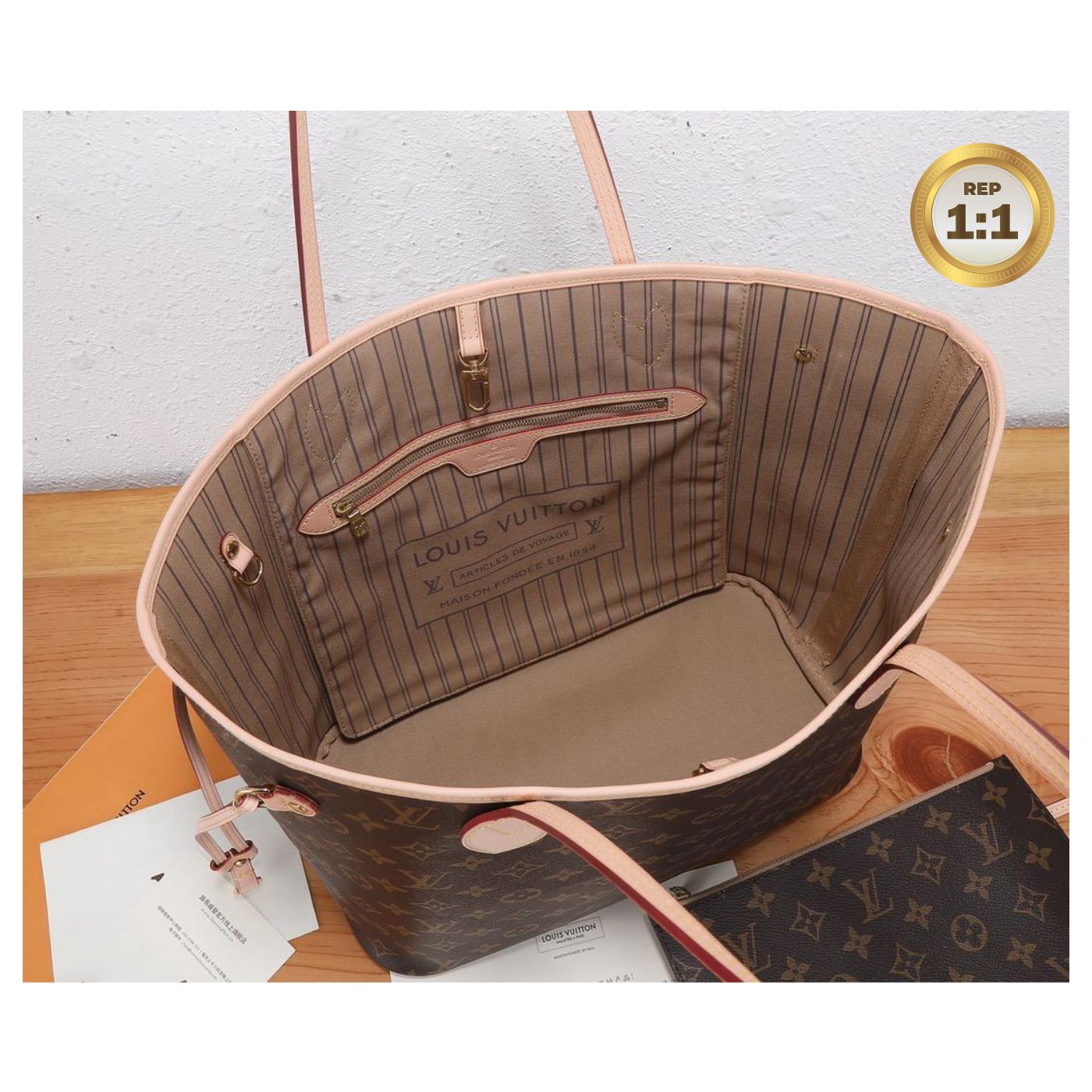 [REP 1:1] Louis Vuitton Neverfull MM Tote Bag Monogram Canvas Brown For Women 12.6in/32cm