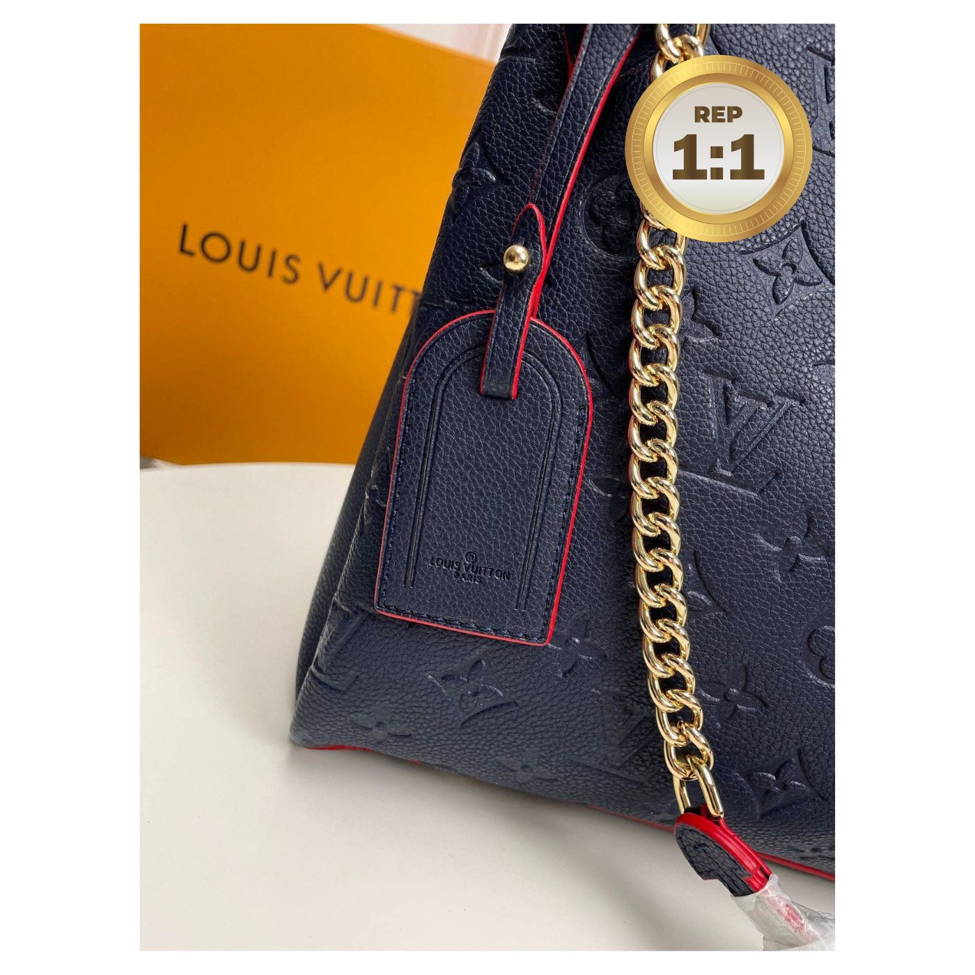 [REP 1:1] Louis Vuitton Surene MM Monogram Empreinte Navy Blue/Red For Women 14.6in/37cm