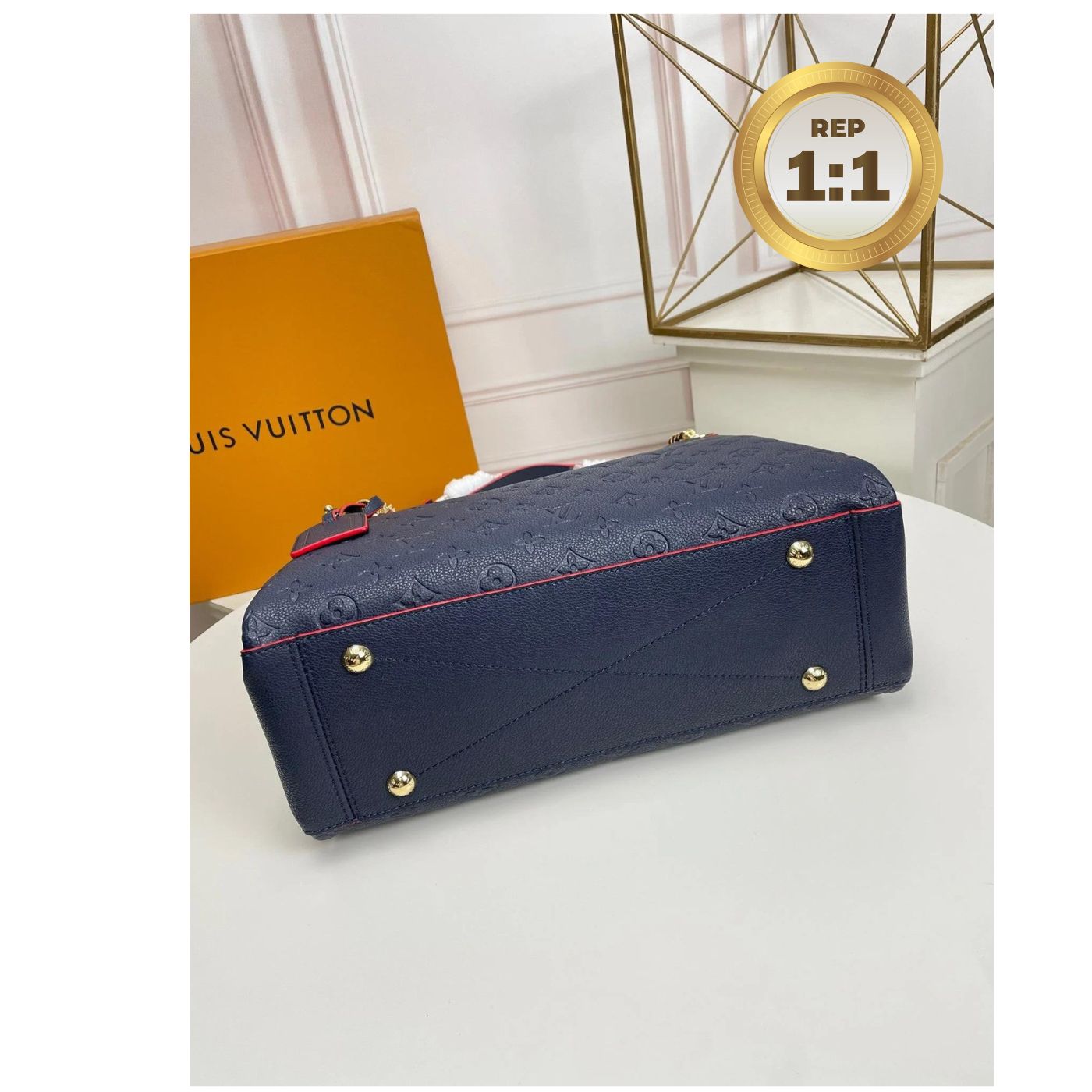 [REP 1:1] Louis Vuitton Surene MM Monogram Empreinte Navy Blue/Red For Women 14.6in/37cm
