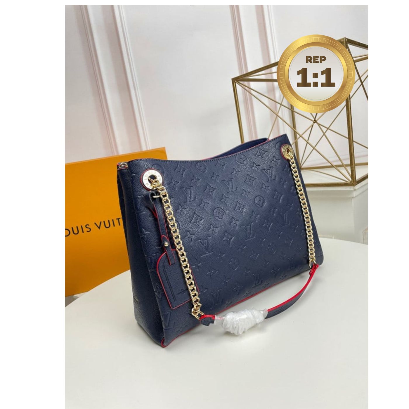 [REP 1:1] Louis Vuitton Surene MM Monogram Empreinte Navy Blue/Red For Women 14.6in/37cm