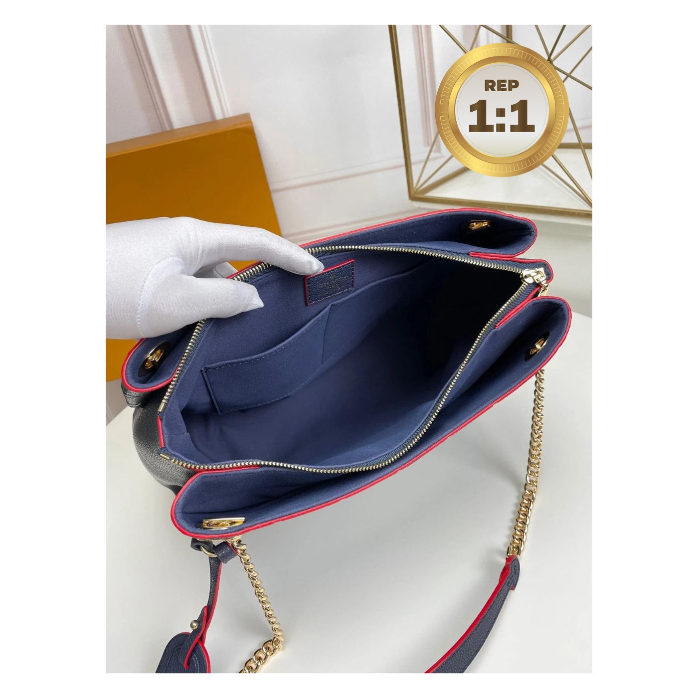 [REP 1:1] Louis Vuitton Surene MM Monogram Empreinte Navy Blue/Red For Women 14.6in/37cm