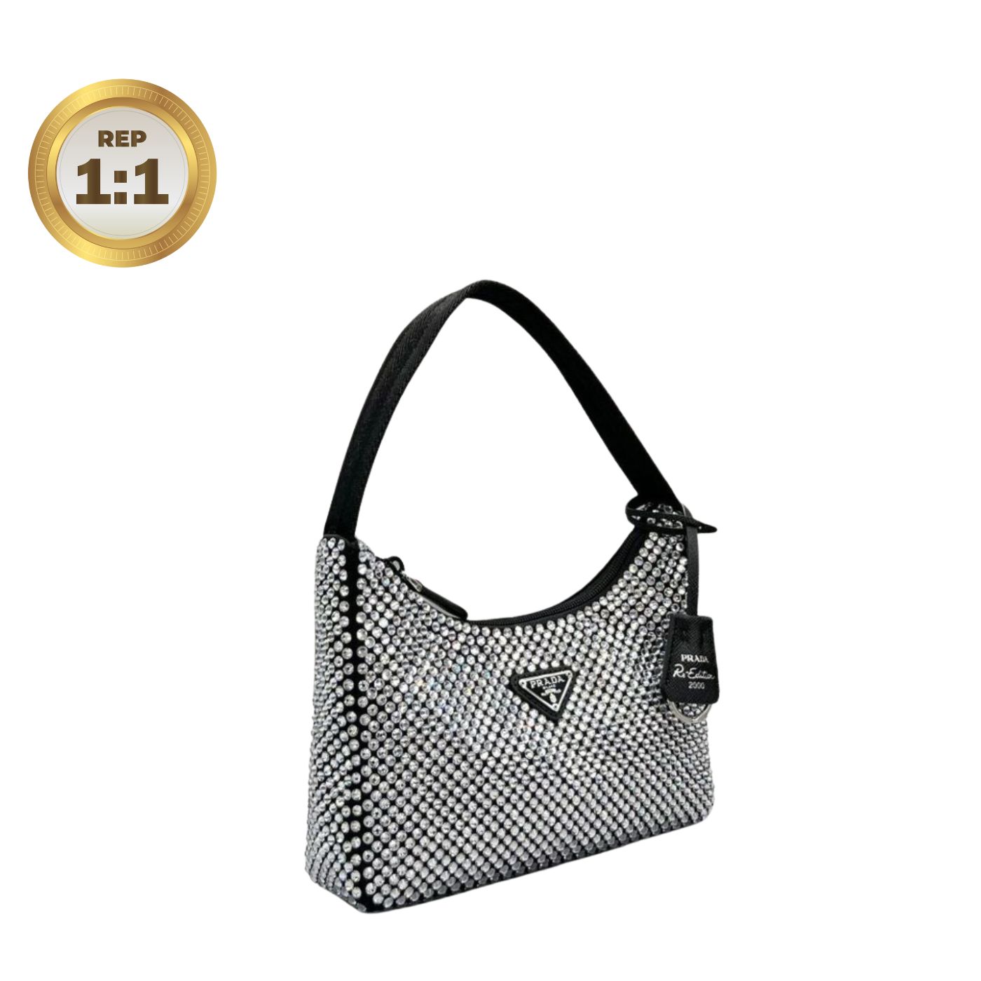 [REP 1:1] Prada Satin Mini-Bag With Crystals Silver For Women 8.6in/22cm 1BC515_2AWL_F0T7O_V_OOO