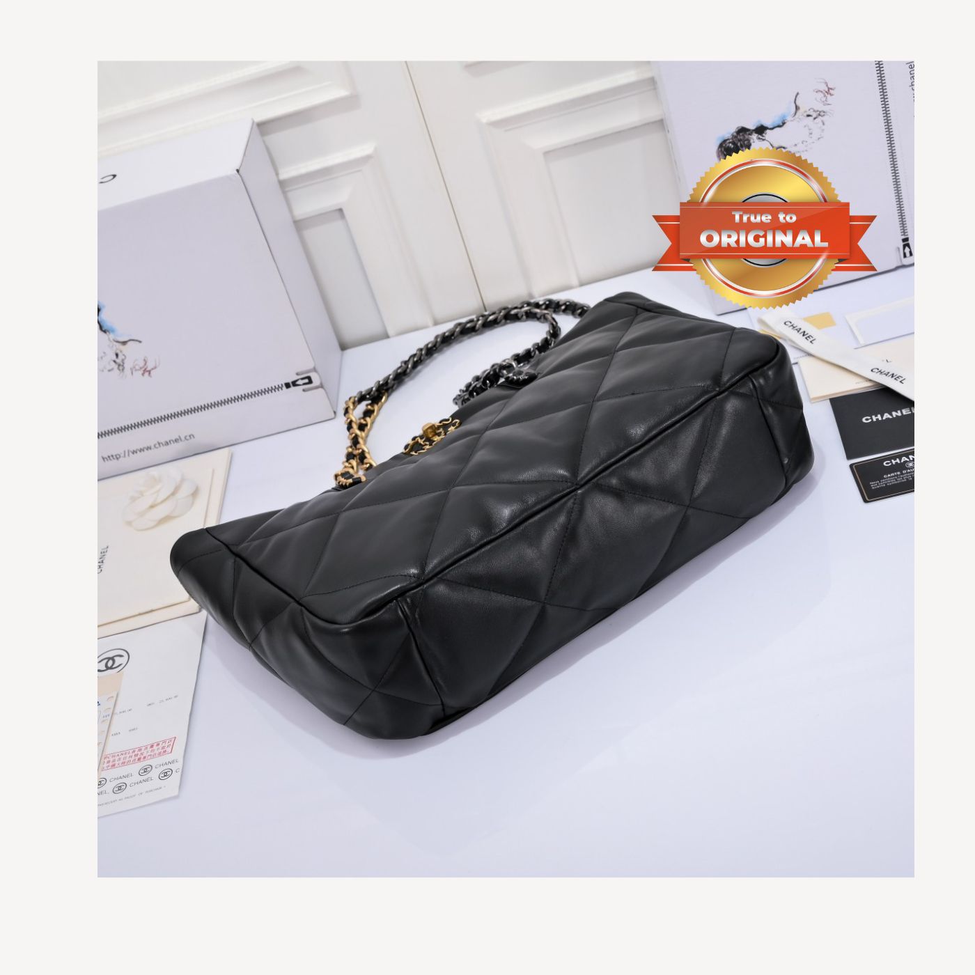 [True-to-ORIGINAL] Chanel Shopping Chanel Bag 19 Black For Women 16in/41cm
