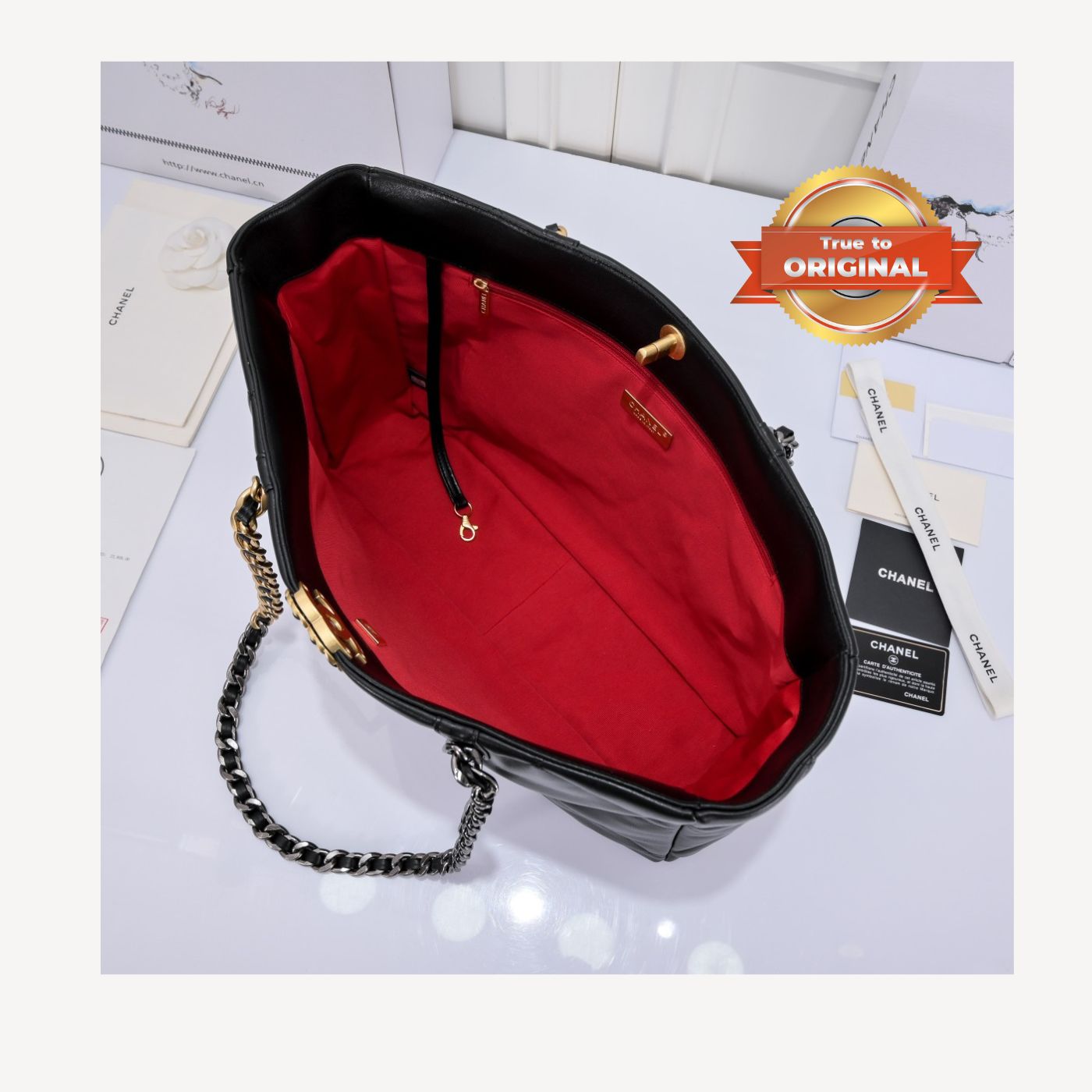 [True-to-ORIGINAL] Chanel Shopping Chanel Bag 19 Black For Women 16in/41cm