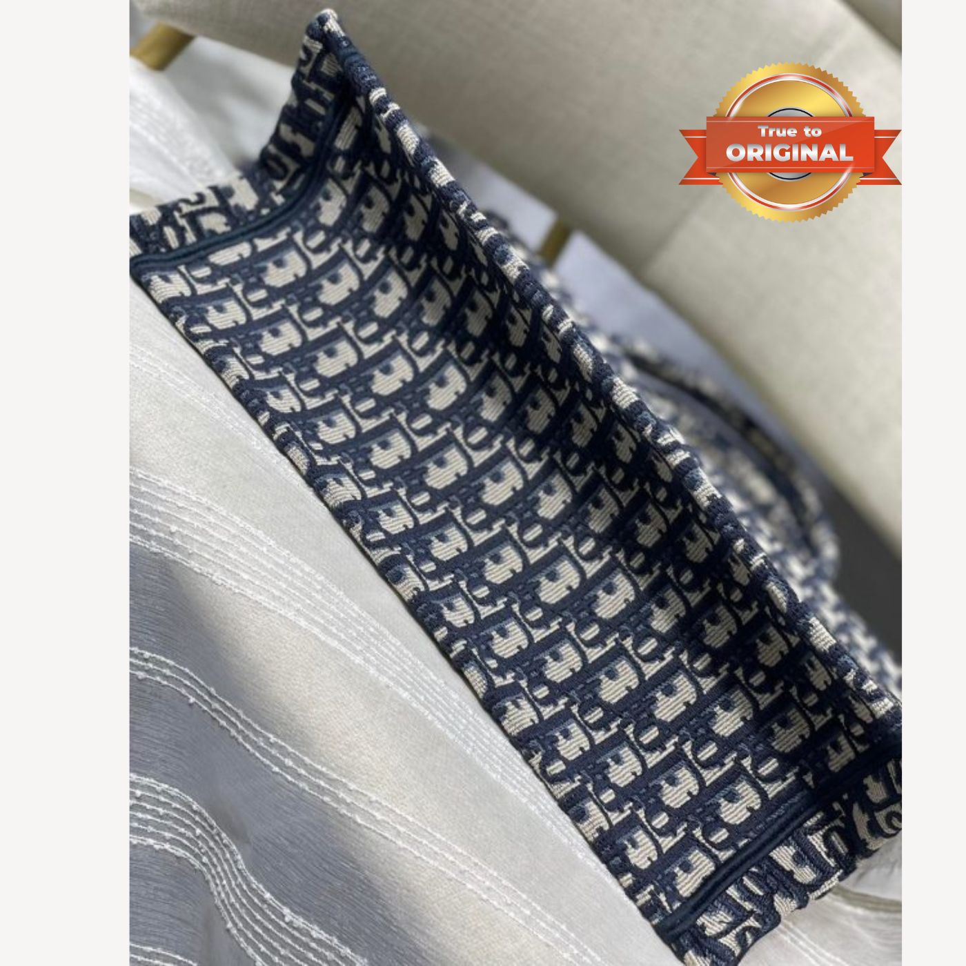 [True-to-ORIGINAL] Christian Dior Medium Dior Book Tote Bag Blue For Women 14in/36cm CDZRIW_