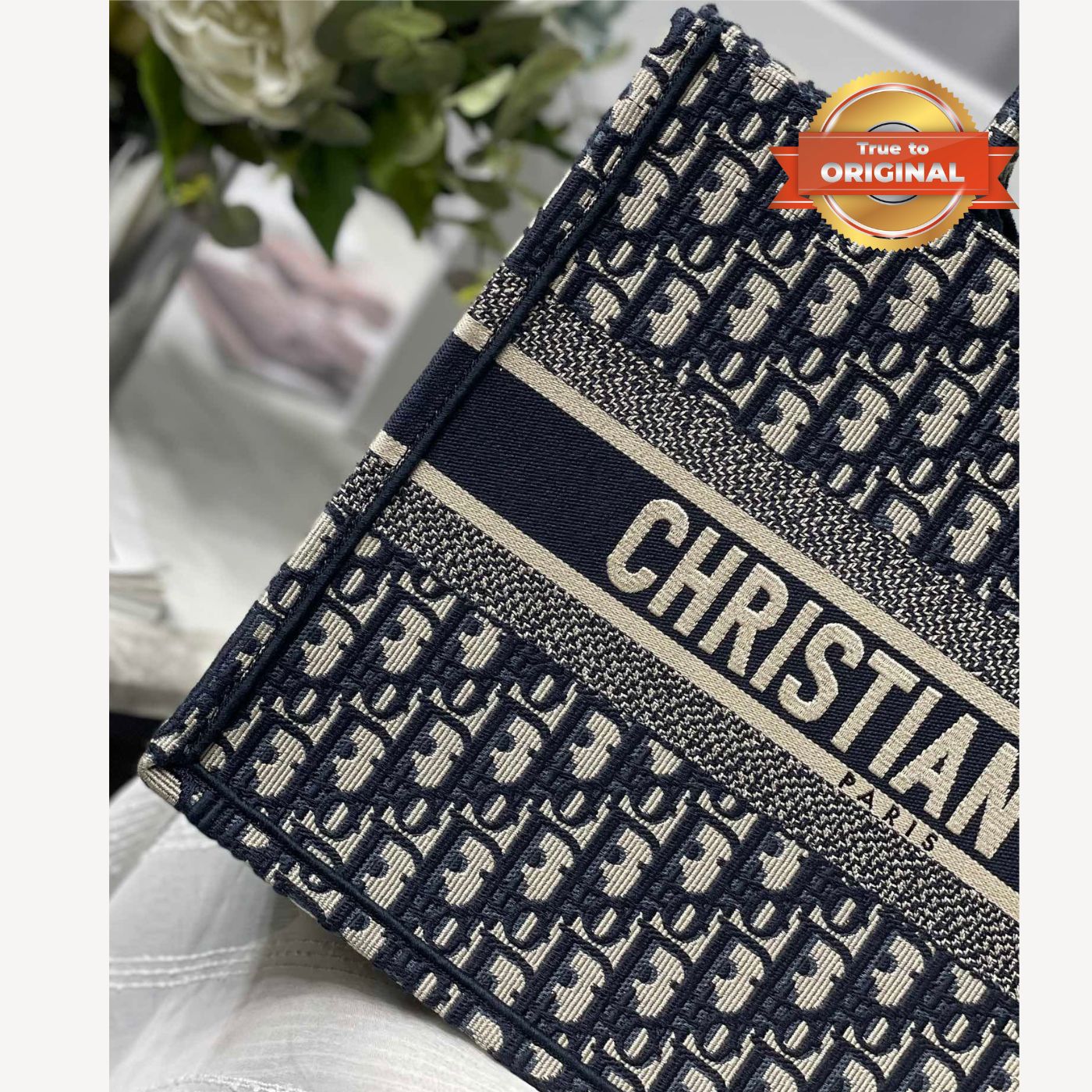 [True-to-ORIGINAL] Christian Dior Medium Dior Book Tote Bag Blue For Women 14in/36cm CDZRIW_