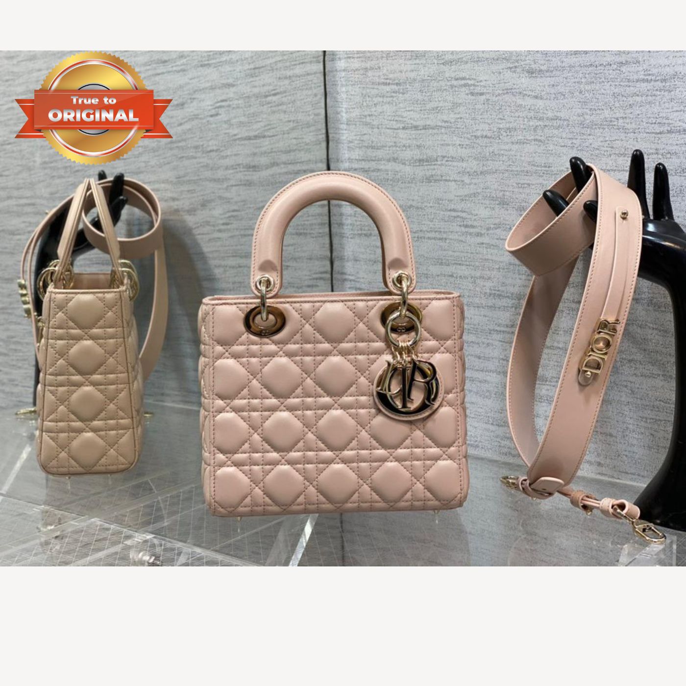 [True-to-ORIGINAL] Christian Dior Small Lady Dior Bag Pink For Women 8in/20cm