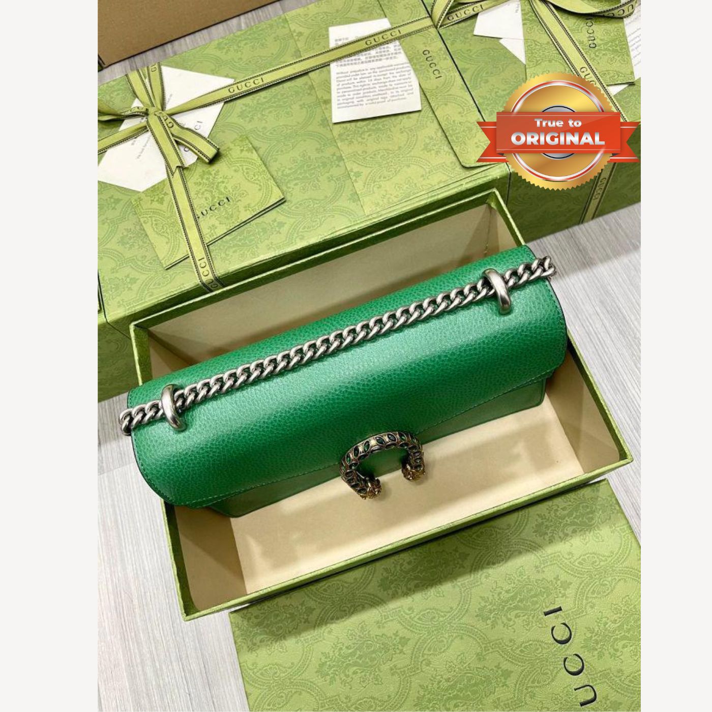[True-to-ORIGINAL] Gucci Dionysus Shoulder Bag Green For Women 11in/28cm 400249 CAOGX 3120