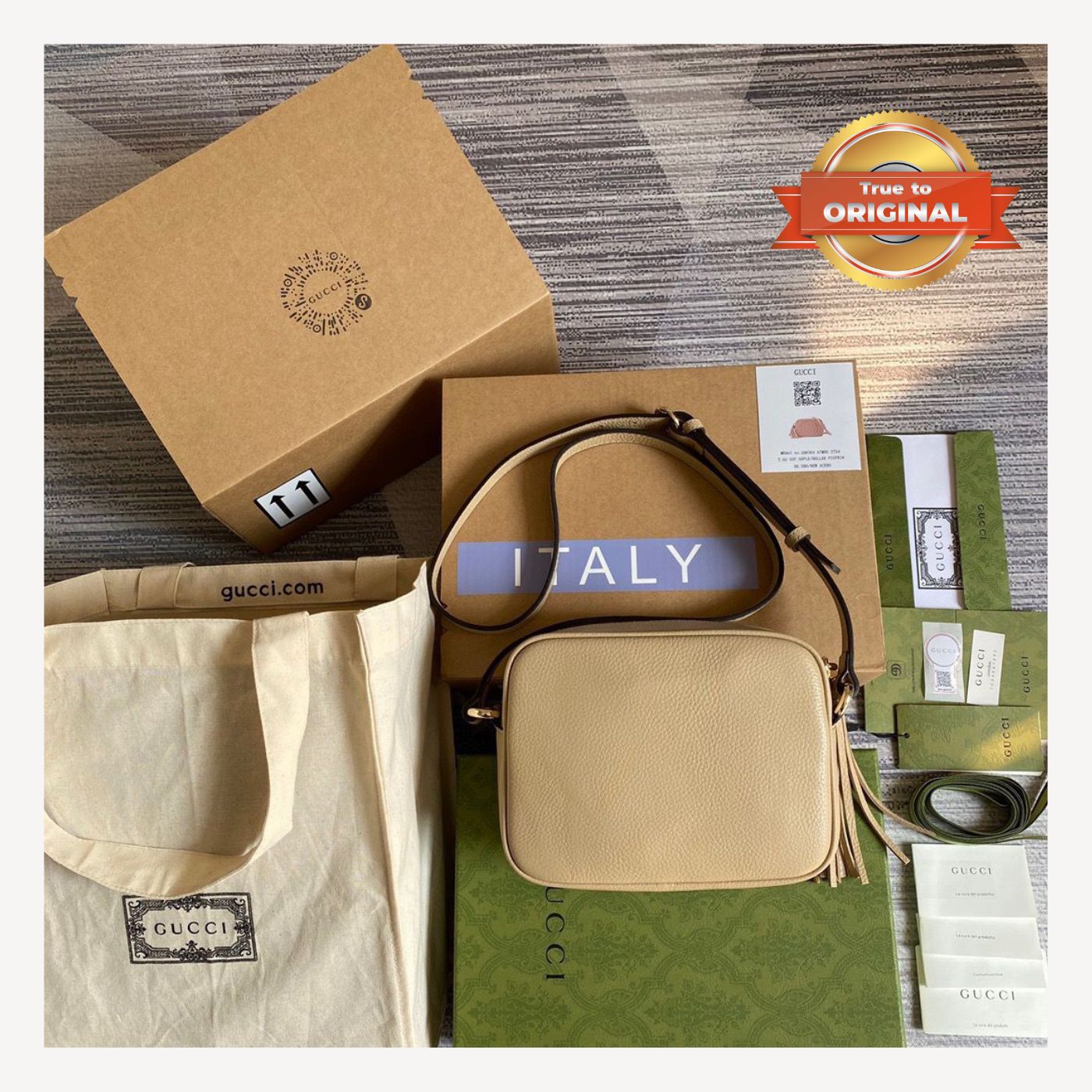 [True-to-ORIGINAL] Gucci Soho Small Disco Bag Beige For Women 8in/21cm GG 308364