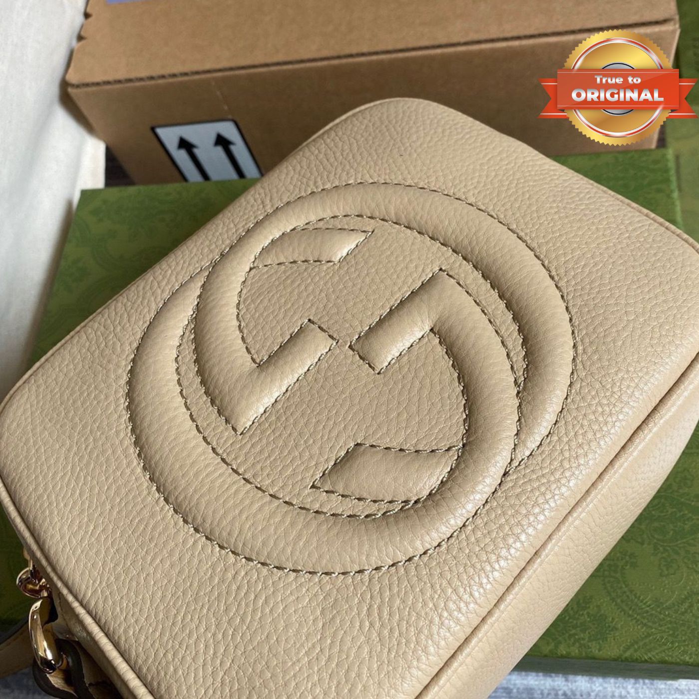 [True-to-ORIGINAL] Gucci Soho Small Disco Bag Beige For Women 8in/21cm GG 308364