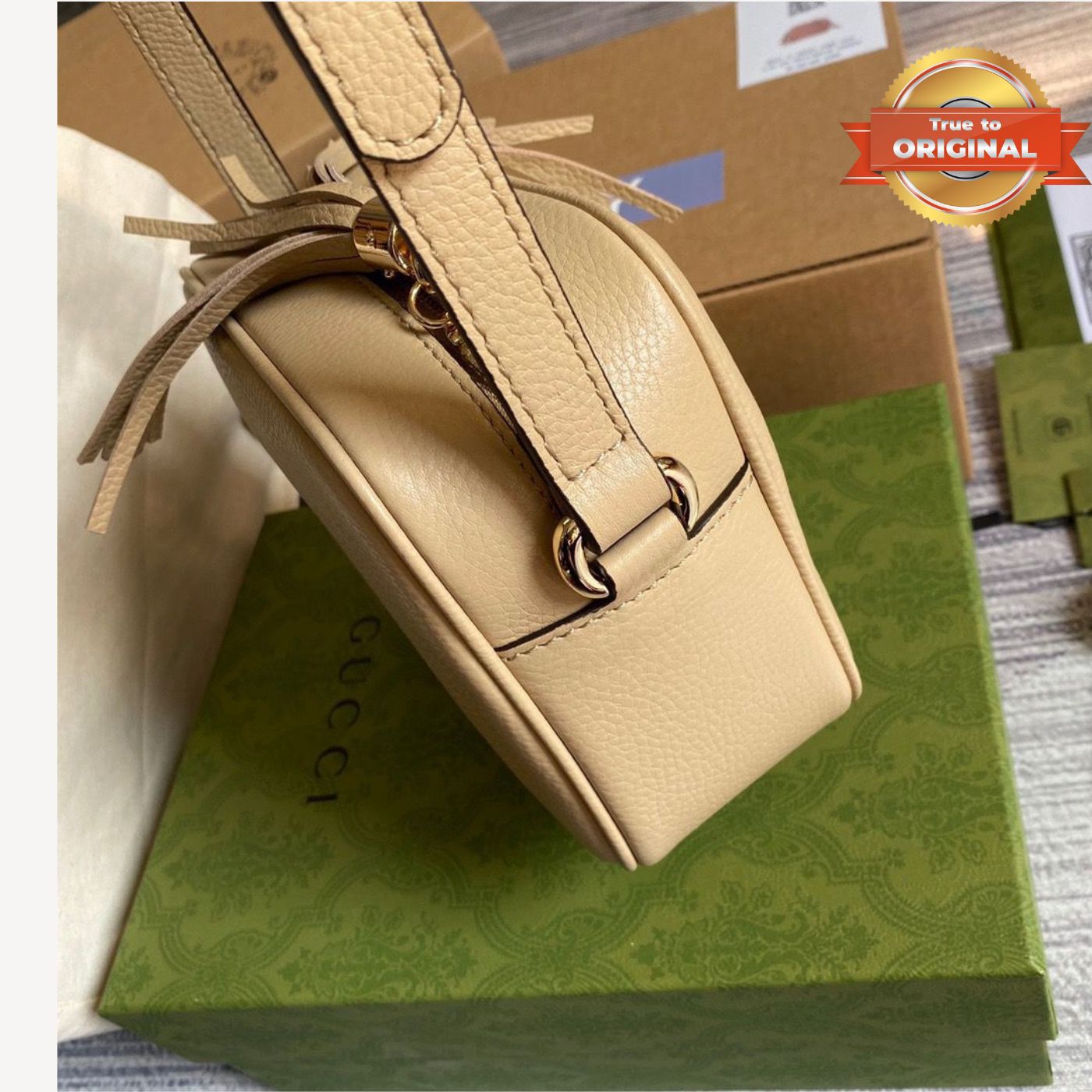 [True-to-ORIGINAL] Gucci Soho Small Disco Bag Beige For Women 8in/21cm GG 308364