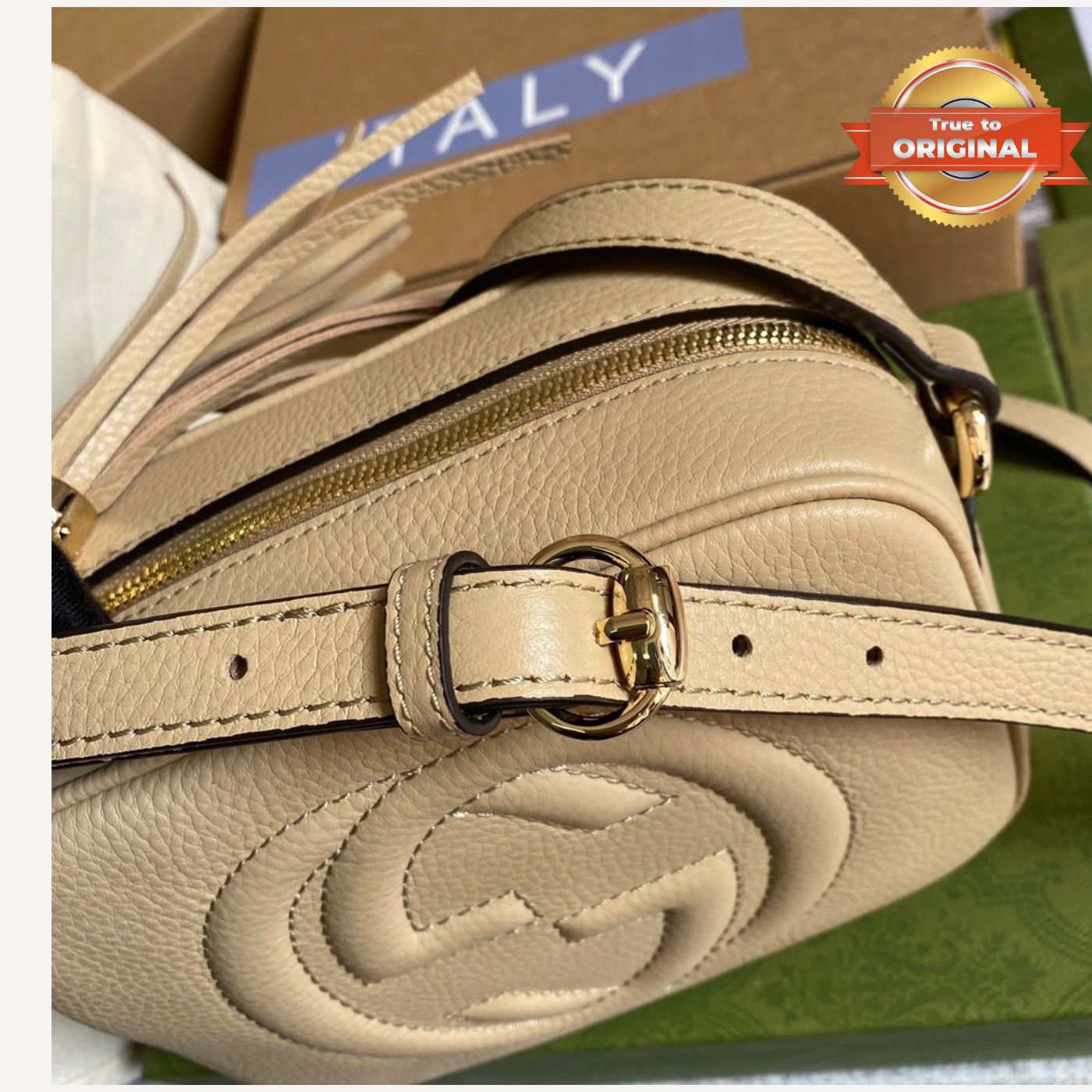 [True-to-ORIGINAL] Gucci Soho Small Disco Bag Beige For Women 8in/21cm GG 308364