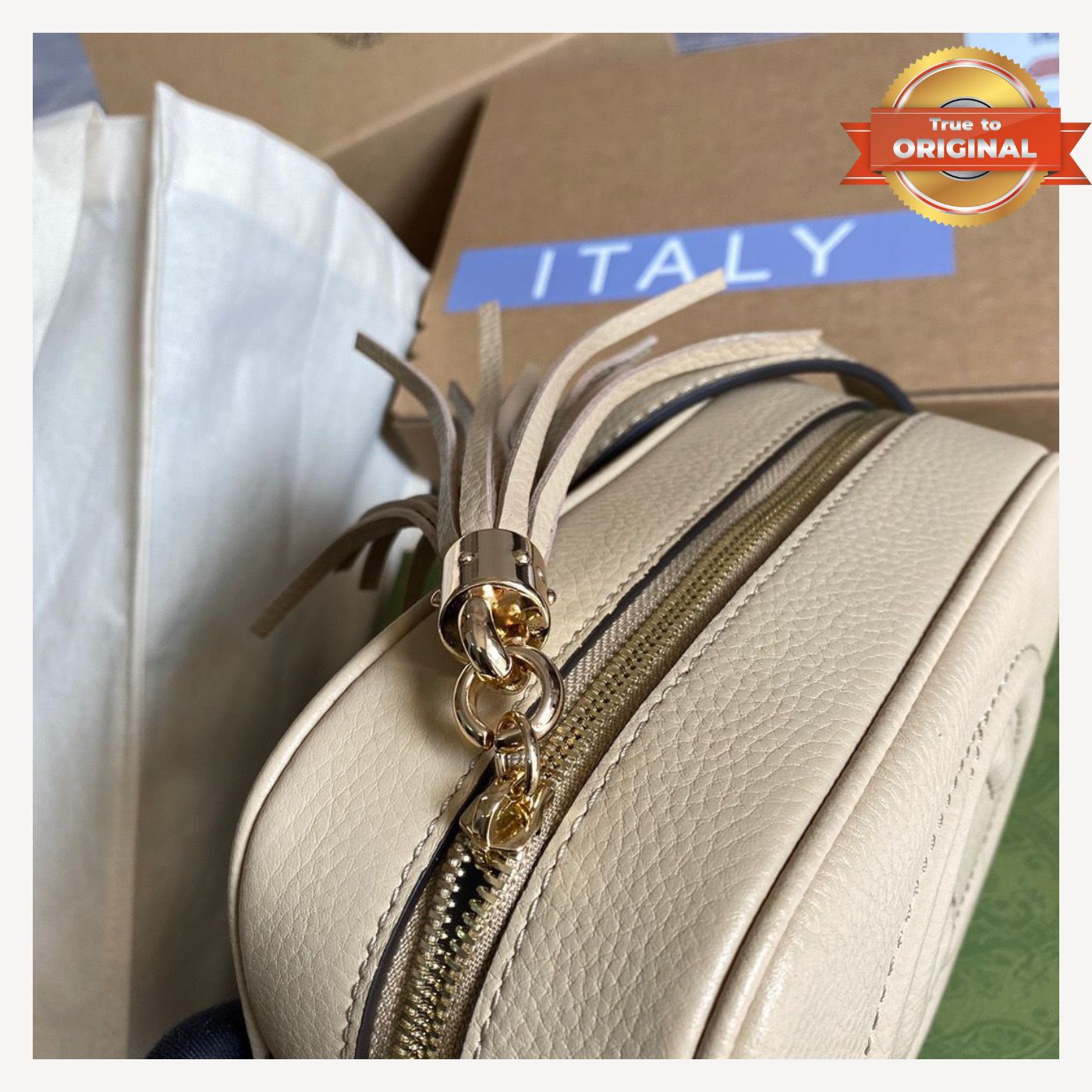 [True-to-ORIGINAL] Gucci Soho Small Disco Bag Beige For Women 8in/21cm GG 308364