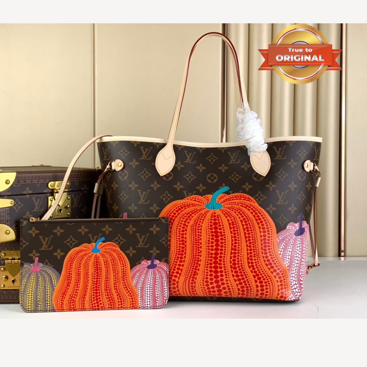 [True-to-ORIGINAL] Louis Vuitton LV x YK Neverfull MM Bag Brown For Women 12.2in/31cm