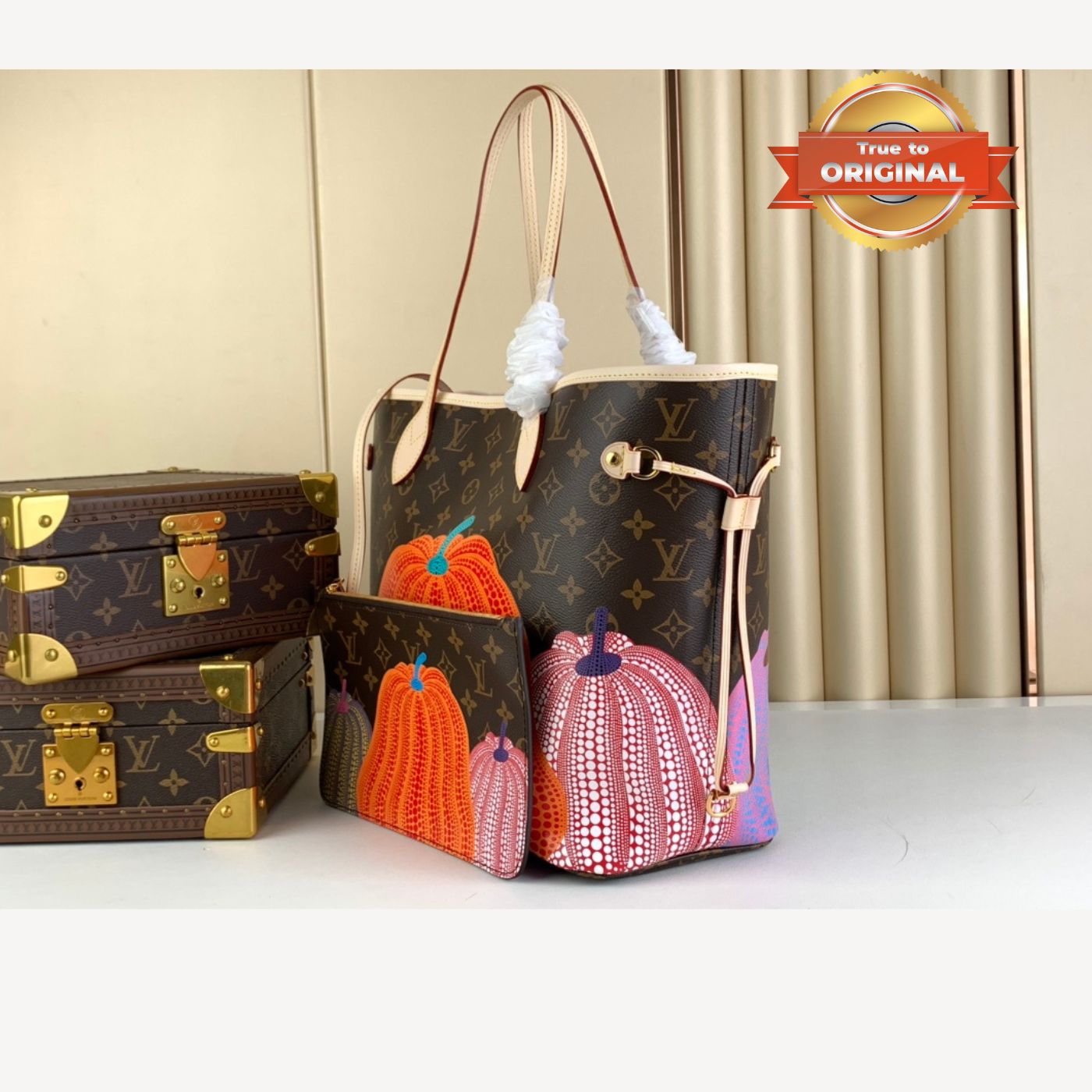 [True-to-ORIGINAL] Louis Vuitton LV x YK Neverfull MM Bag Brown For Women 12.2in/31cm