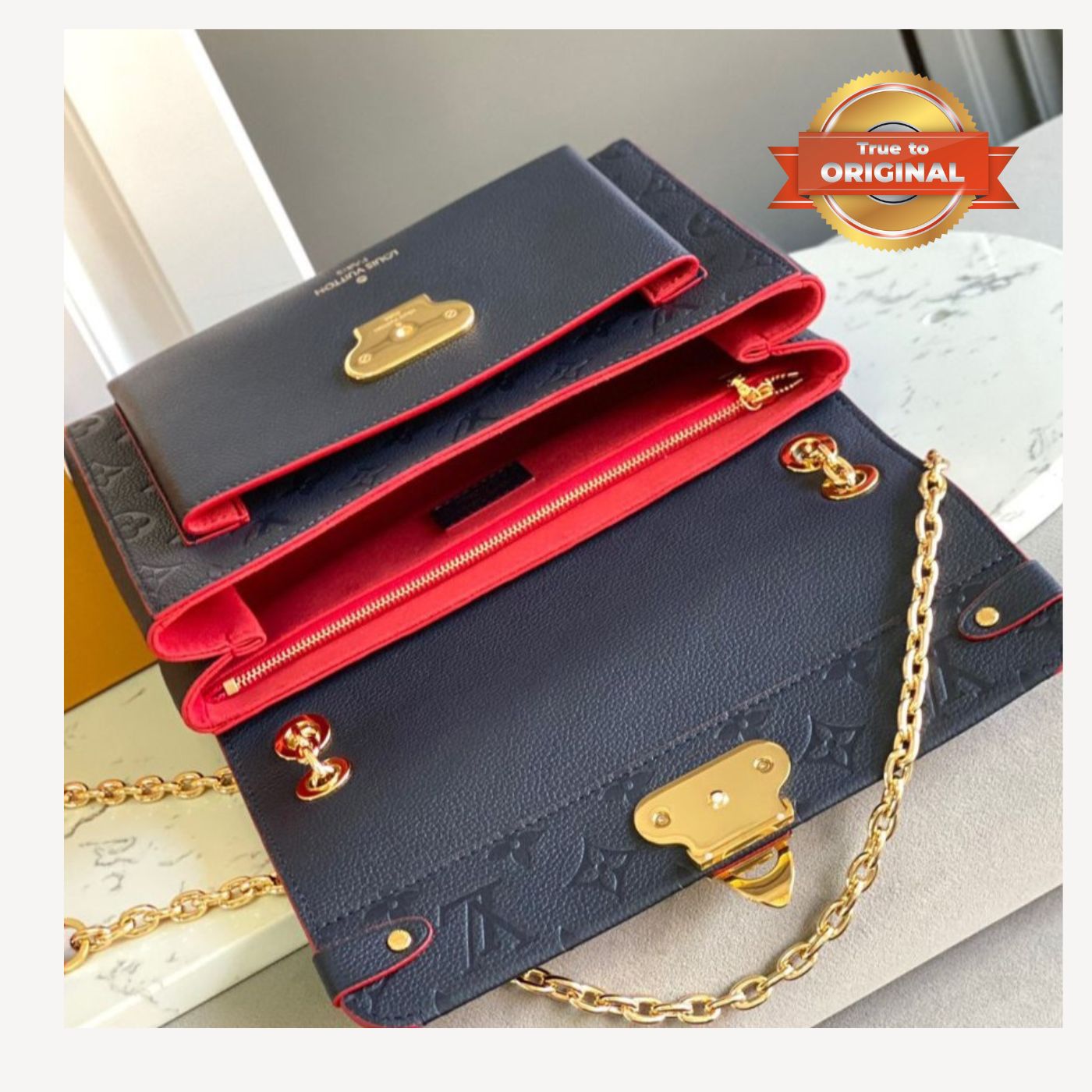 [True-to-ORIGINAL] Louis Vuitton Vavin MM Monogram Empreinte Navy Blue For Women 9.8in/25cm