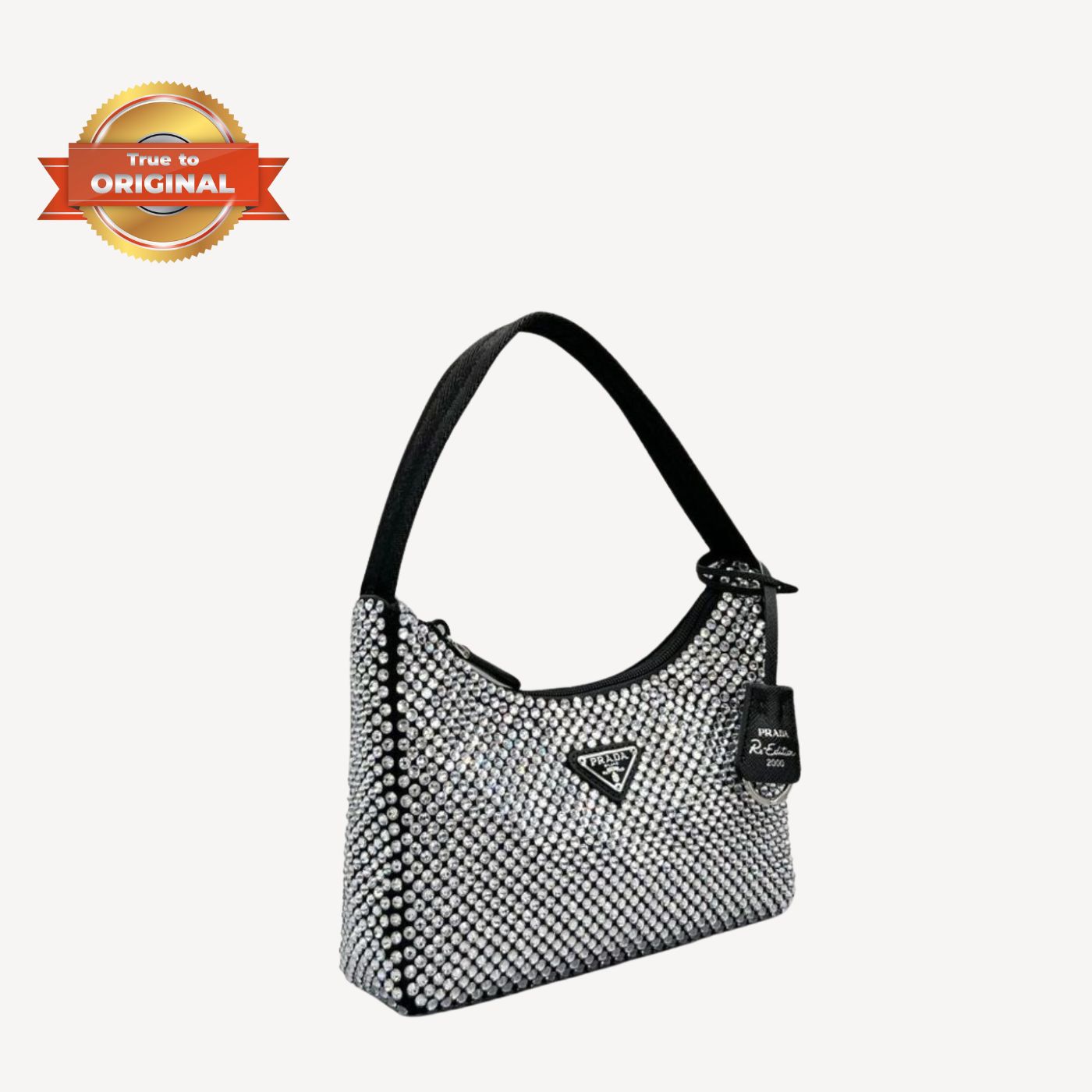 [True-to-ORIGINAL] Prada Satin Mini-Bag With Crystals Silver For Women 8.6in/22cm 1BC515_2AWL_F0T7O_V_OOO