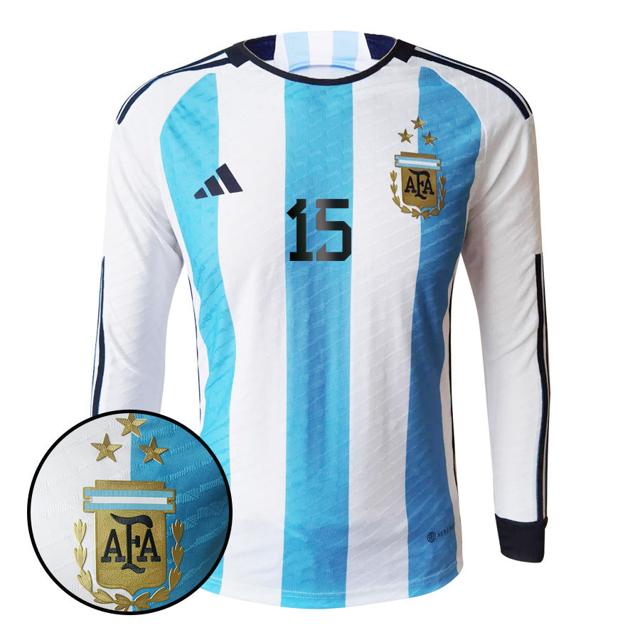 Ángel Correa 15 Argentina 2022-23 Men Home Long Sleeve Soccer Jersey National Team