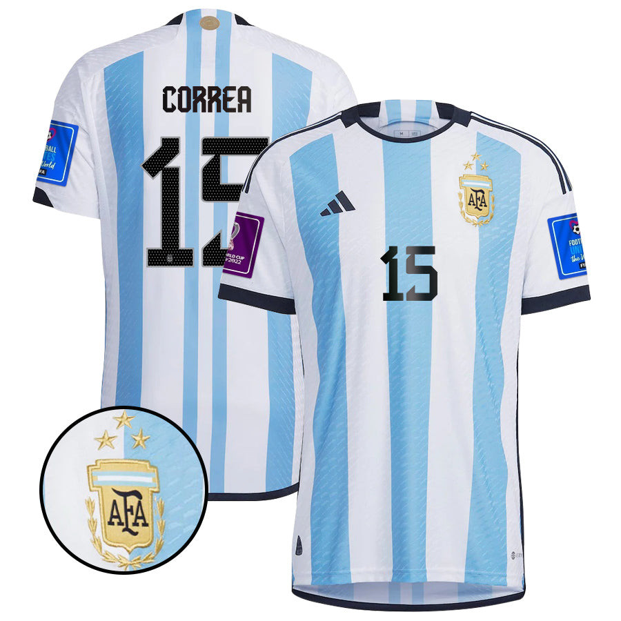 Ángel Correa 15 Argentina Men Home World Cup Patch Fan Version Player Version Soccer Jersey