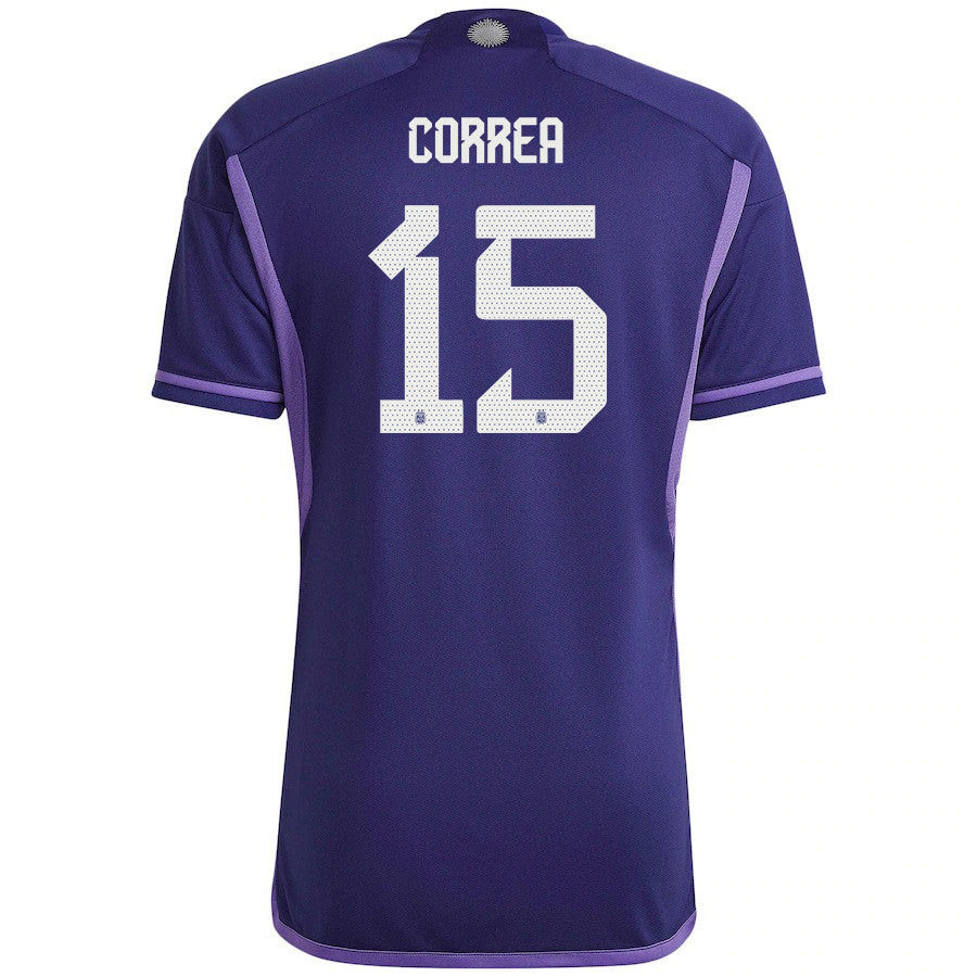 Ángel Correa 15 Argentina National Team 2022-23 Qatar World Cup Patch Away Women Soccer Jersey