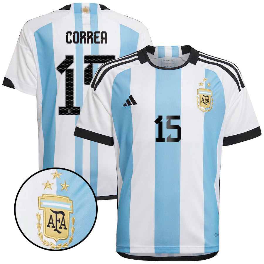 Ángel Correa 15 Argentina National Team Qatar World Cup 2022-23 Home Soccer Jersey,