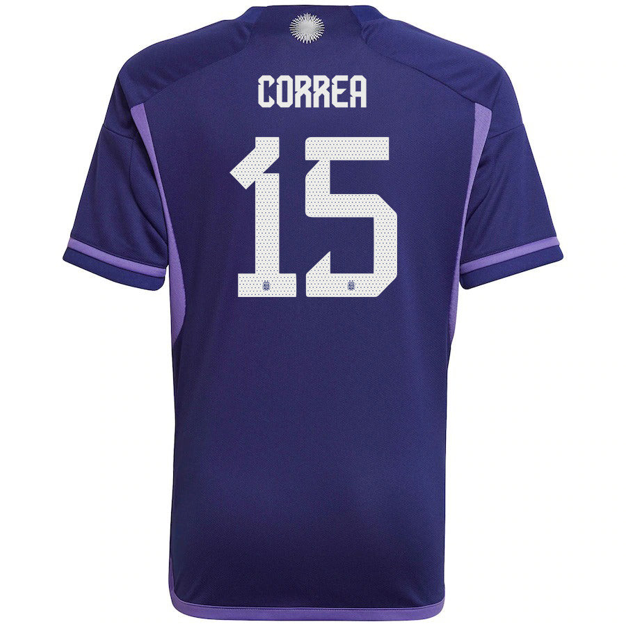 Ángel Correa 15 Argentina National Team Qatar World Cup 2022-23 Patch Away Soccer Jersey,