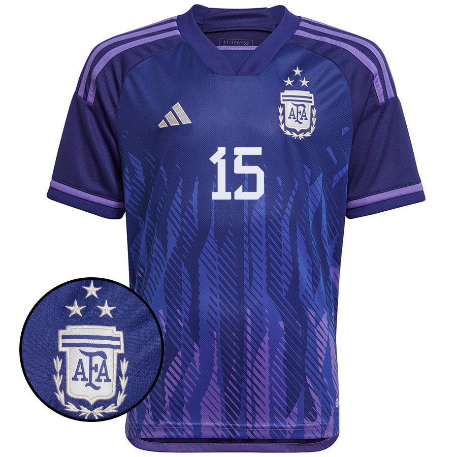 Ángel Correa 15 Argentina National Team Qatar World Cup 2022-23 Patch Away Soccer Jersey,