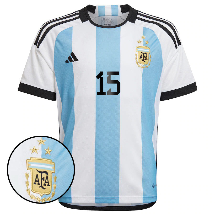 Ángel Correa 15 Argentina National Team Qatar World Cup 2022-23 Patch Home Soccer Jersey,